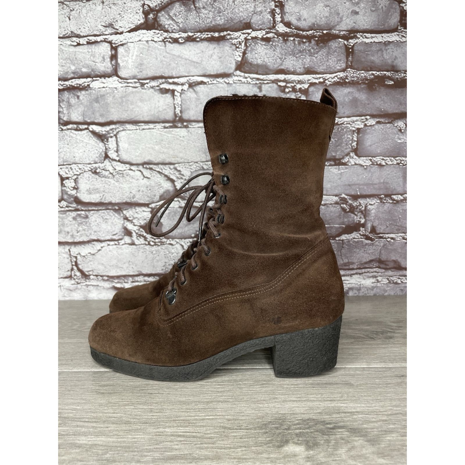 Aquatalia Aquatalia Marvin K Brown Suede Lace Up Block Heel Combat Boo Size US 6 / IT 36 - 16 Thumbnail