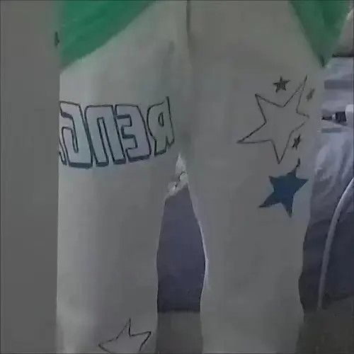 Other Stars Pattern Graffiti Trousers Straight Wide Leg Pants Size US 32 / EU 48 - 3 Thumbnail