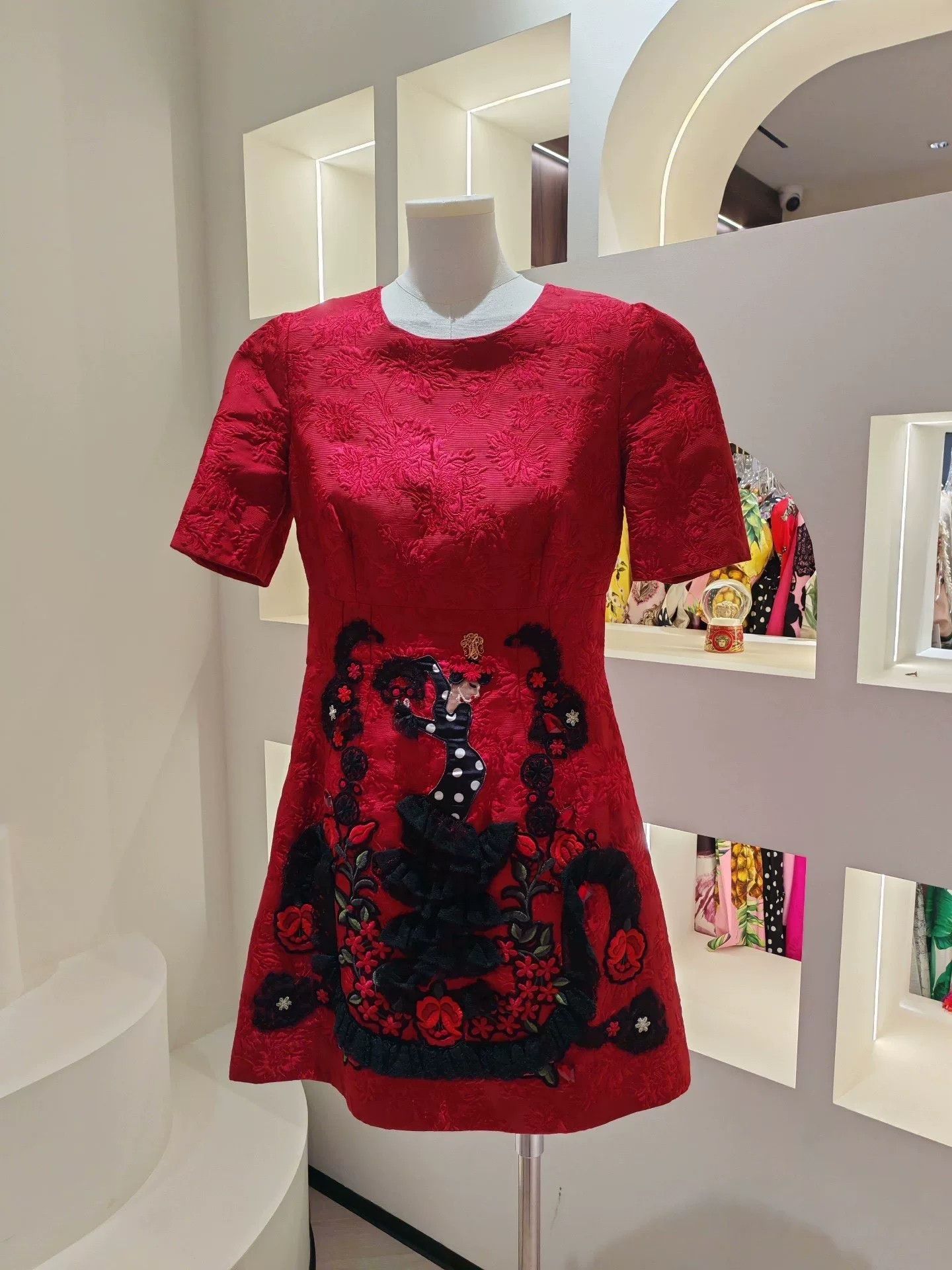 Dolce & Gabbana Dolce & Gabbana Red Embroidered Dress Size S / US 4 / IT 40 - 1 Thumbnail