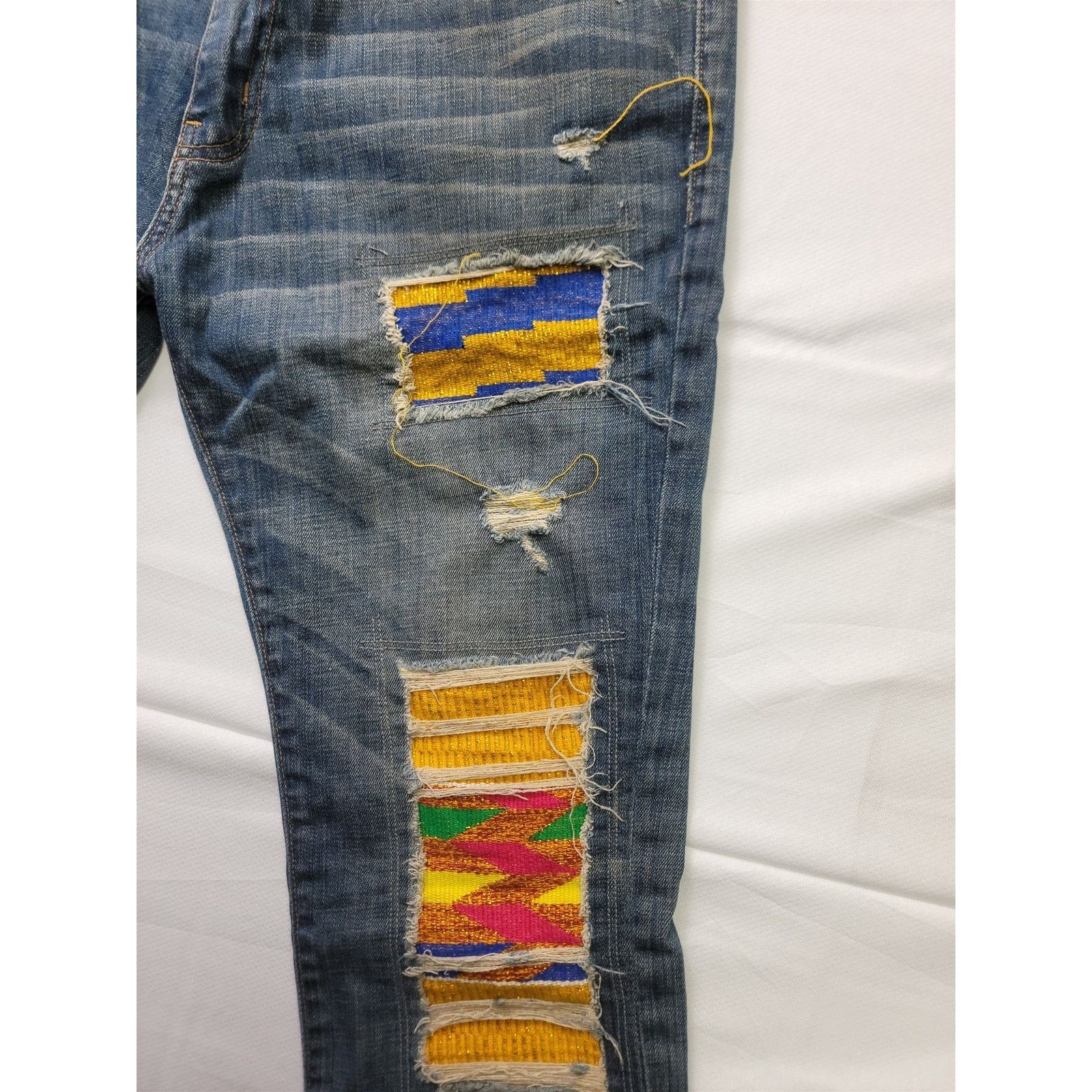 Other Kumi Kente Multicolor & Blue Distressed Jeans Size 36/34 Size US 36 / EU 52 - 4 Thumbnail