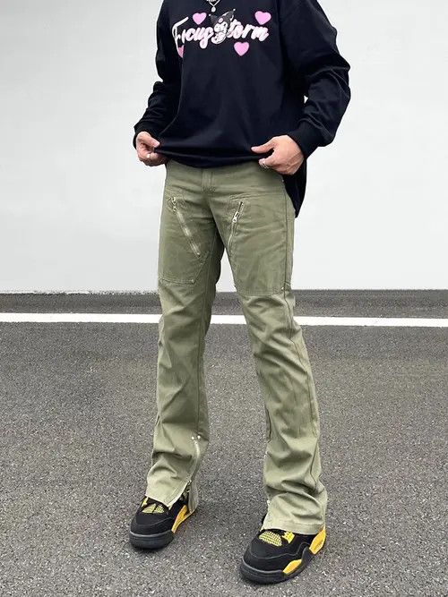 VIBE Ankle Zip Khaki Stacked Panel Denim Jeans Size US 34 / EU 50 - 4 Thumbnail