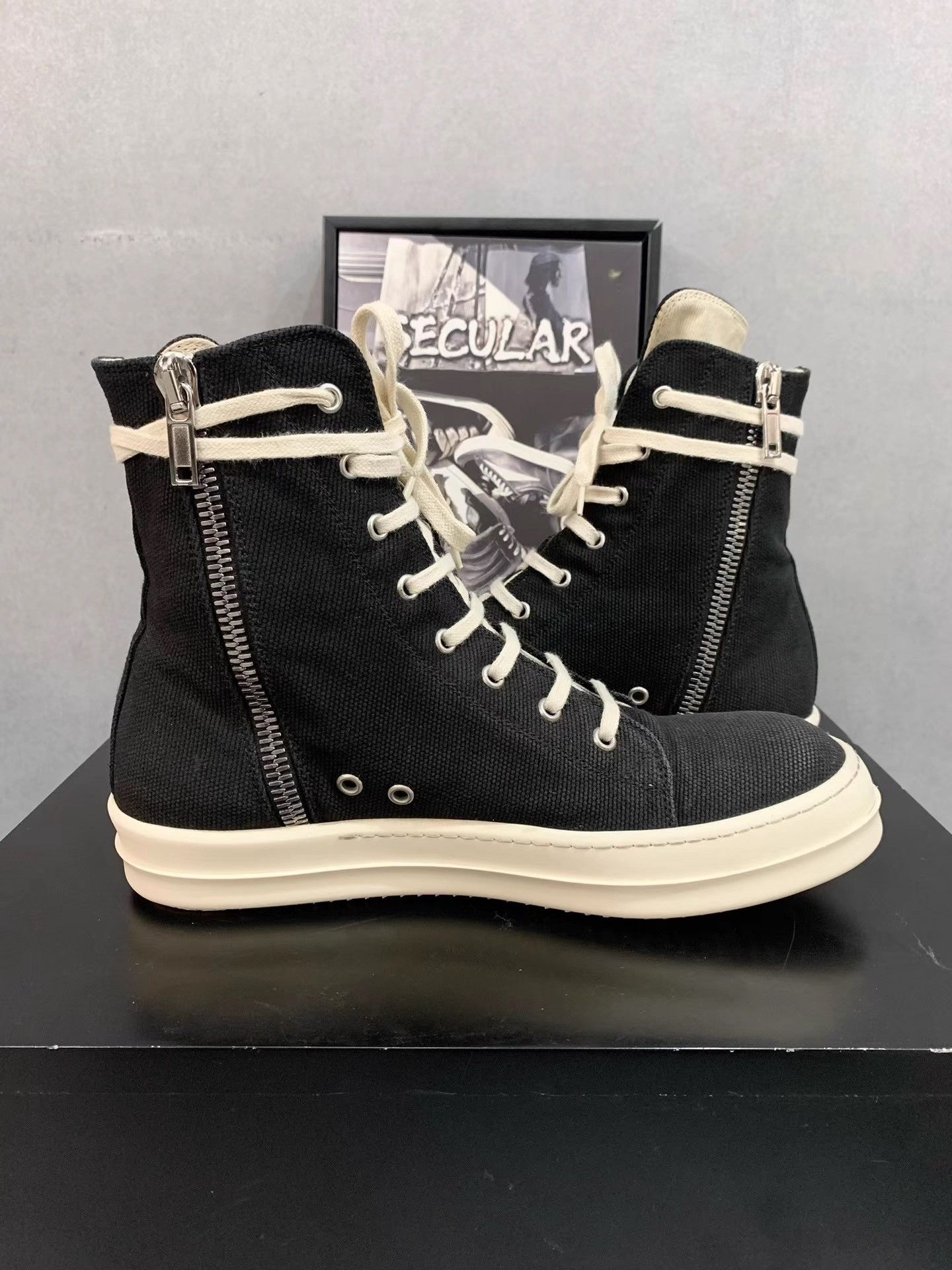 Rick Owens Rick Owens Black Canvas High Top Sneakers K34 Size US 8 / EU 41 - 5 Thumbnail