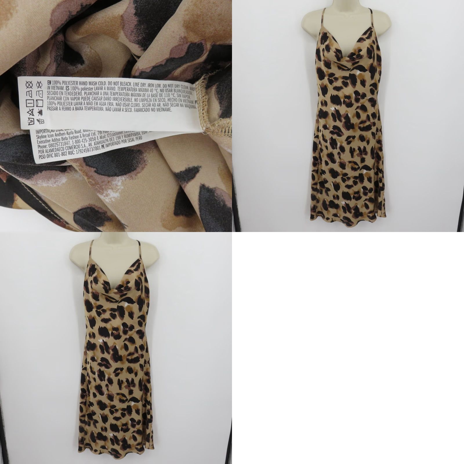 Forever 21 FOREVER 21 Juniors Small Leopard Cheetah Animal Print Cowl Sleeveless Dress Y2K Shirt Dress WomensXS Size S / US 4 / IT 40 - 8 Thumbnail