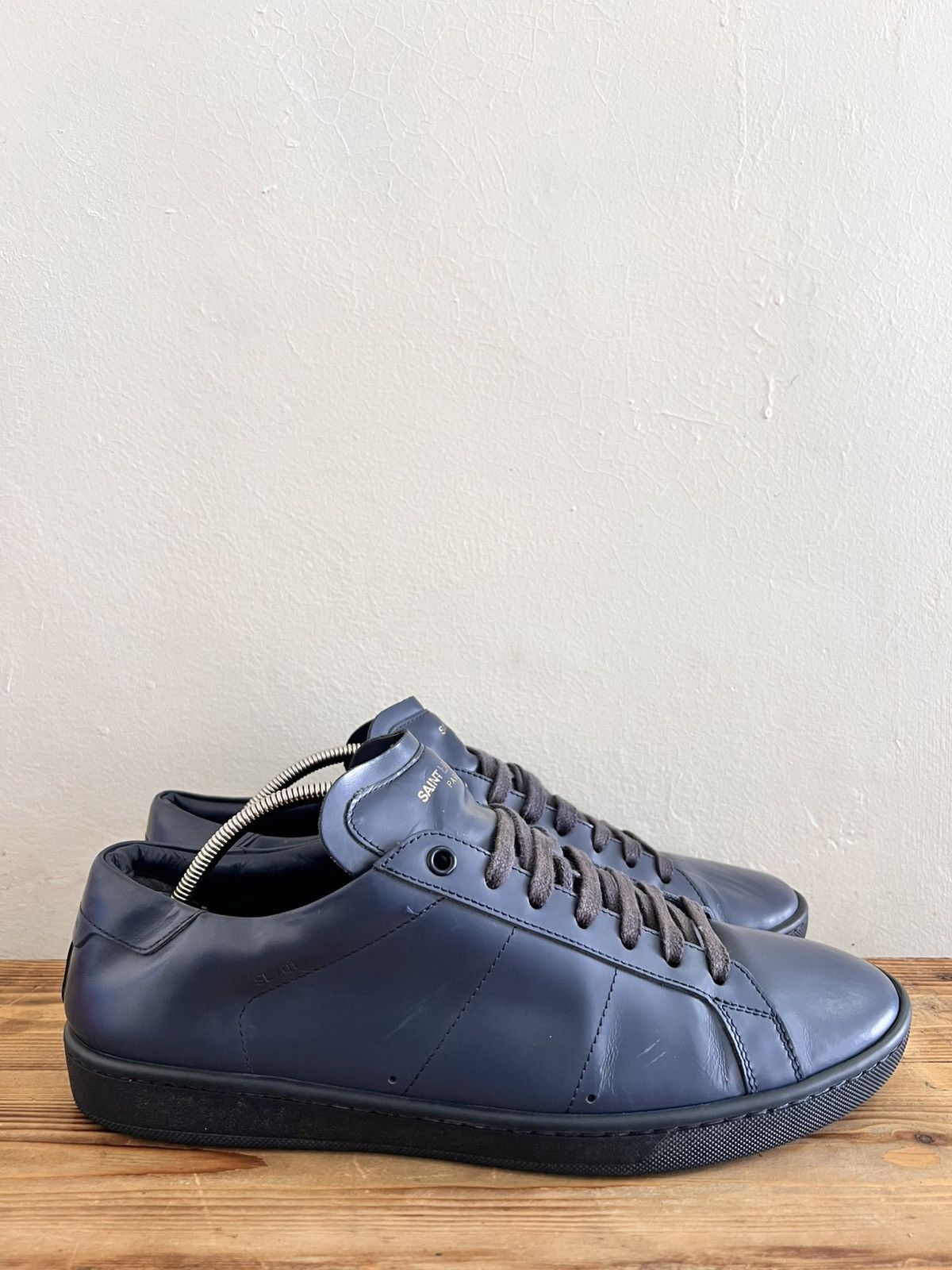 Hedi Slimane x Saint Laurent Paris Signature Court Classic Leather Shoes in Blue, Men's (Size 9)