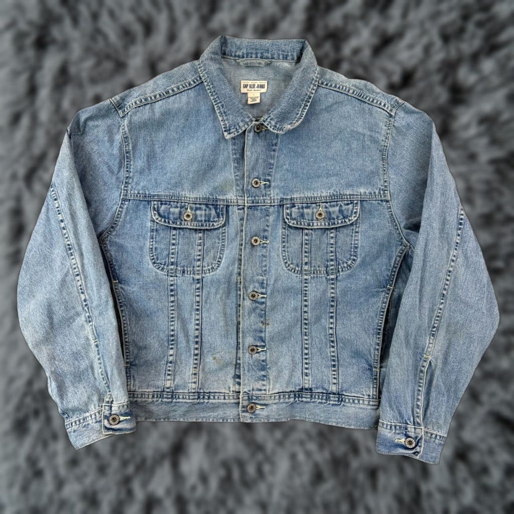 Gap VINTAGE Gap Blue Jean Jacket Men Large Denim Button Up Pocket Trucker Preppy Y2K Jeans Jacket 90s Classic Mens Size US 33 - 1 Thumbnail