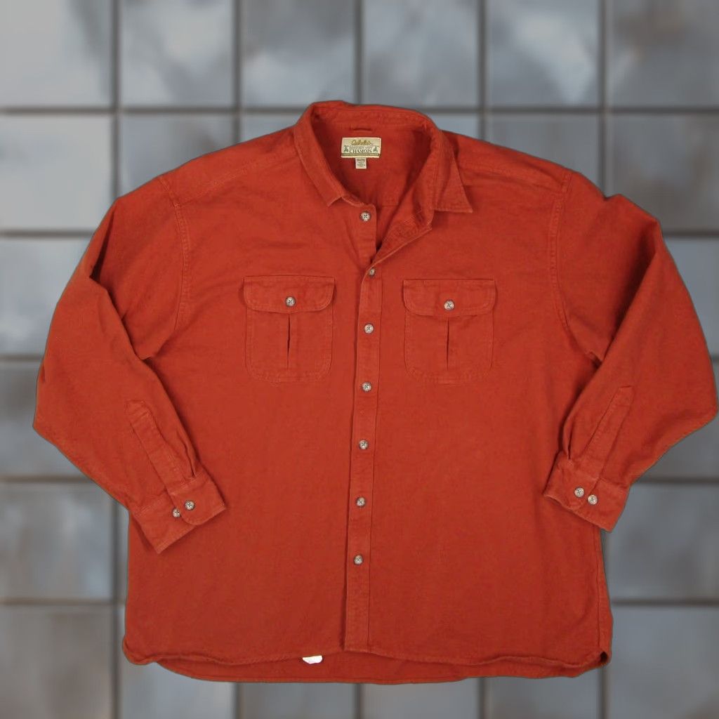 Vintage Cabela's Shirt Mens 3XLT Orange Deerskin Chamois Heavyweight Flannel Workwear Shirt Size US XXL / EU 58 / 5 - 1 Thumbnail