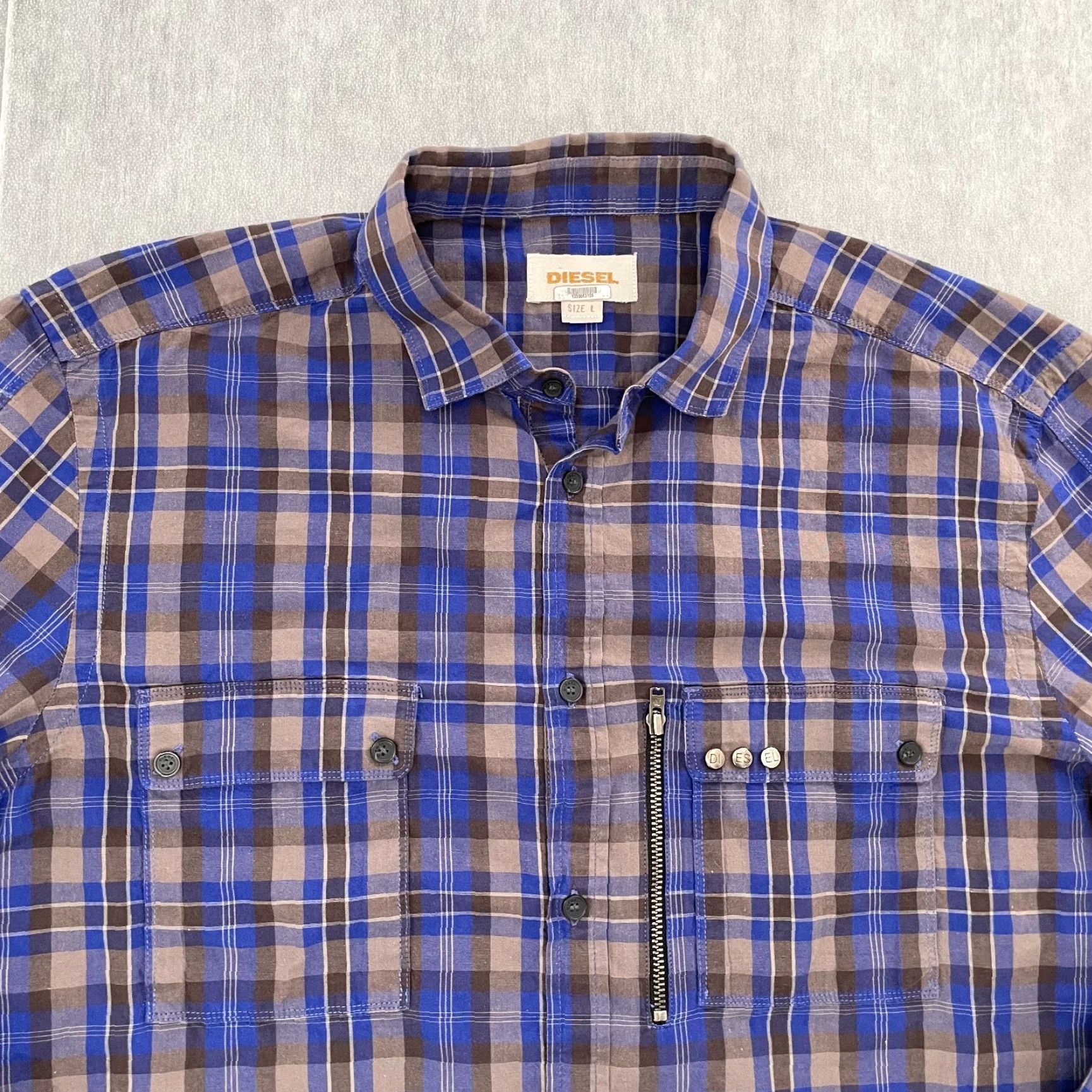 Diesel VINTAGE Diesel Shirt Men Large Blue Plaid Button-Up Long Sleeve Designer 90s Casual Size US L / EU 52-54 / 3 - 3 Thumbnail