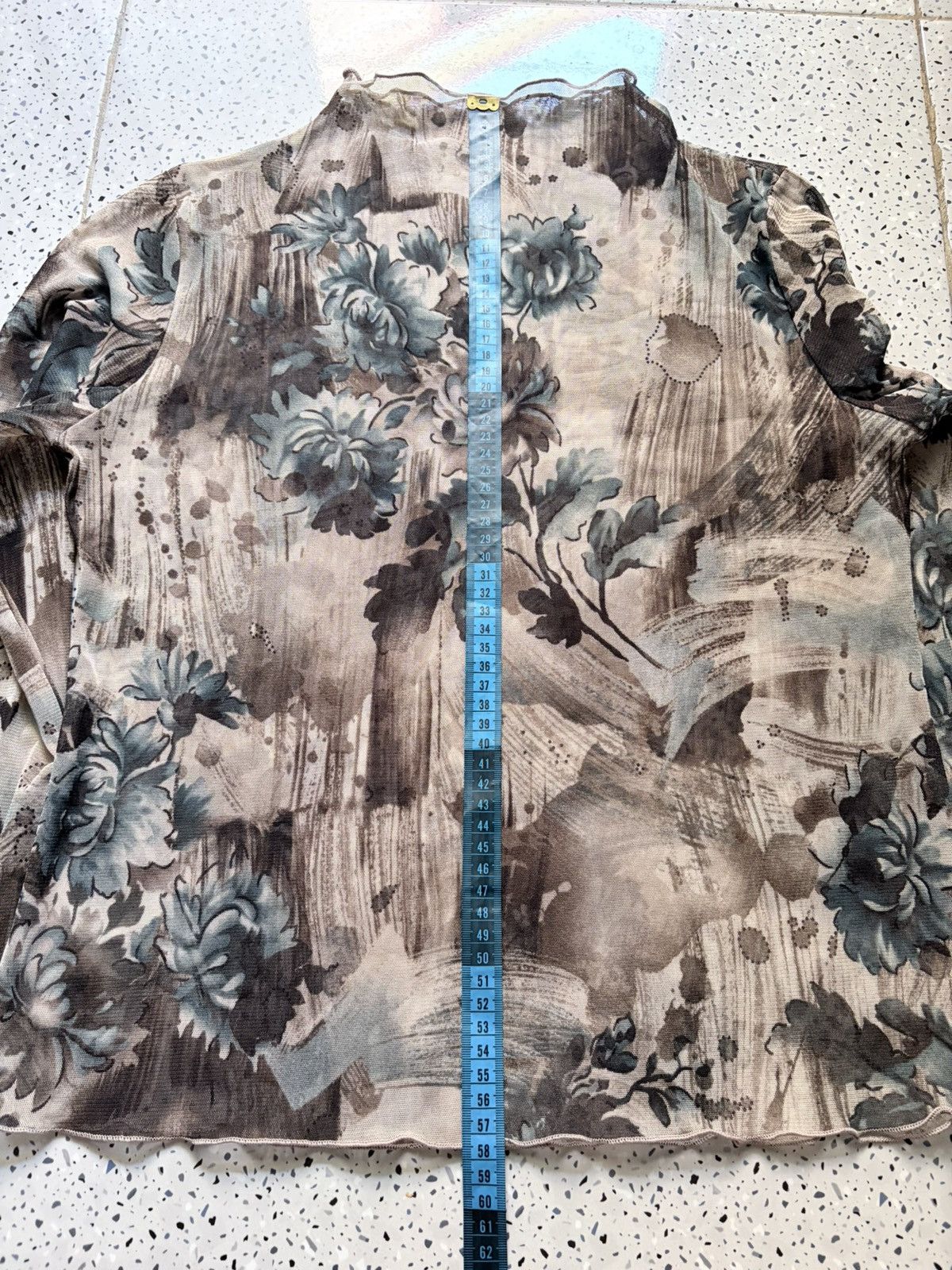 Japanese Brand Y2K Unknown Japanese Flower Pattern Mesh Tops Size M / US 6-8 / IT 42-44 - 9 Thumbnail