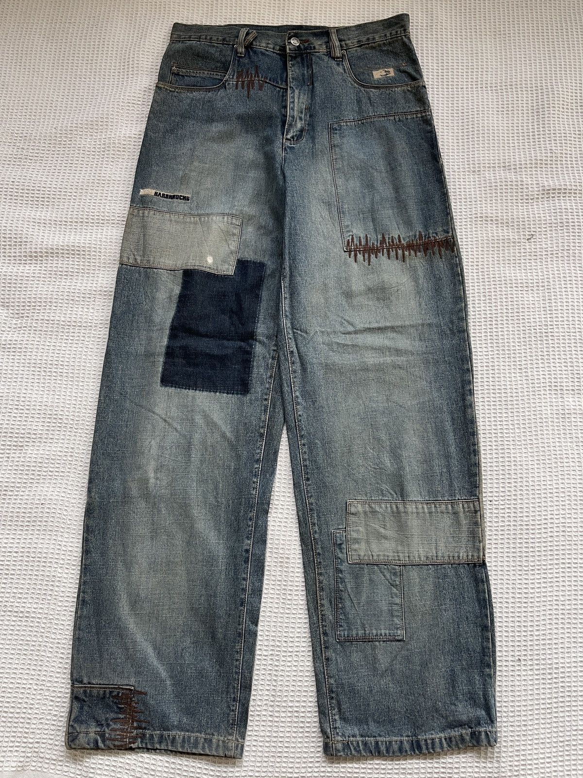 JNCO Rarerest🔥School Of Hard Knocks Skates Baggy Patchwork jeans Size US 35 - 3 Thumbnail