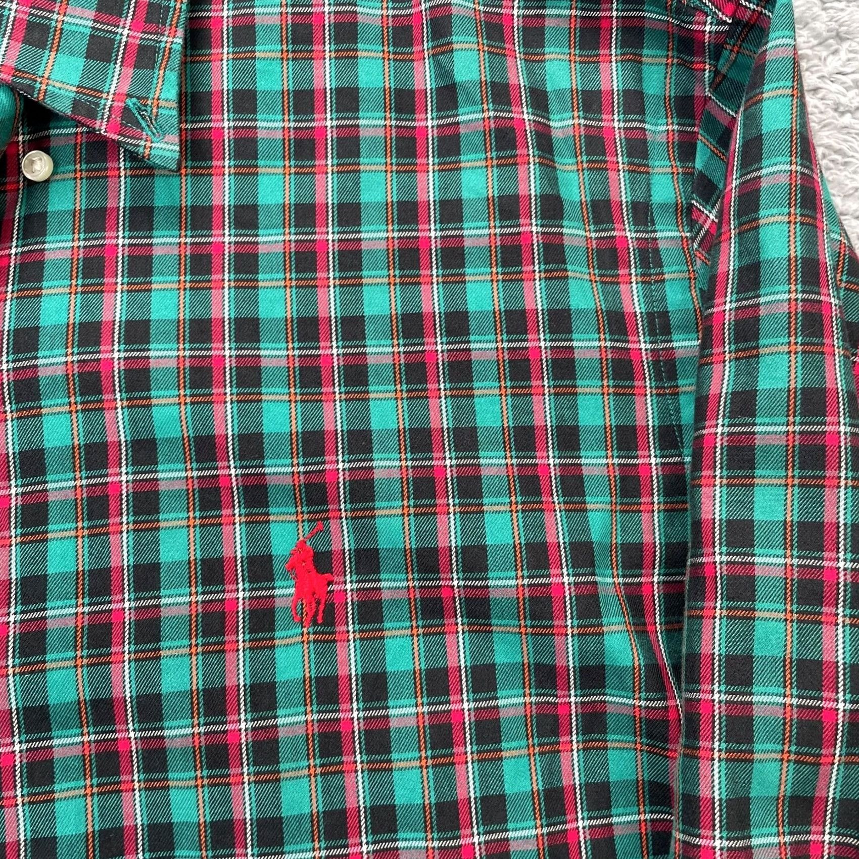 Ralph Lauren VINTAGE Ralph Lauren Shirt Mens Large Green Plaid Cotton Custom Fit Button Down Size US L / EU 52-54 / 3 - 4 Thumbnail