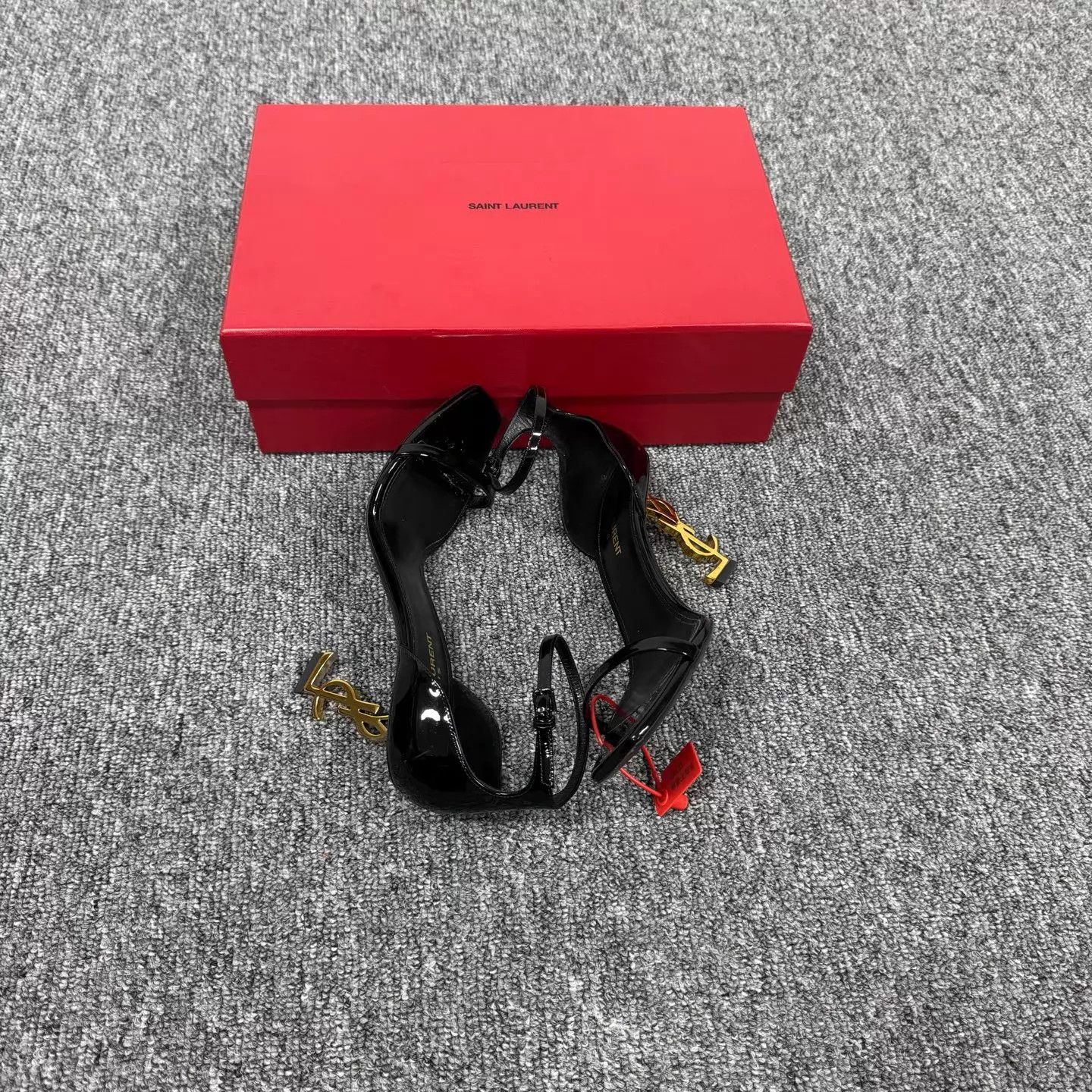 Saint Laurent Paris SLP Black Patent Leather Buckle Metal Heels 38.5 Size US 8 / IT 38 - 3 Thumbnail