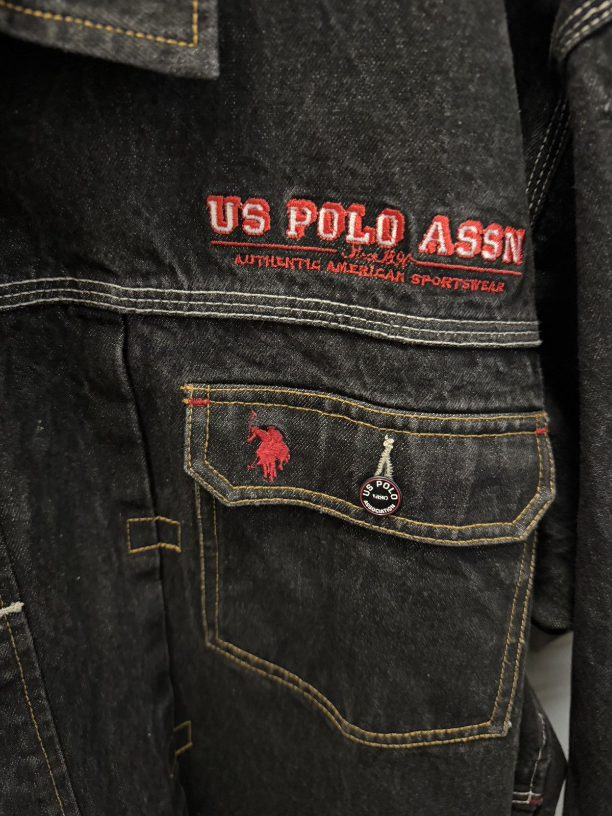U.S. Polo Assn. Vintage U.S. Polo Assn Black Denim Jacket XL Size US XL / EU 56 / 4 - 5 Thumbnail