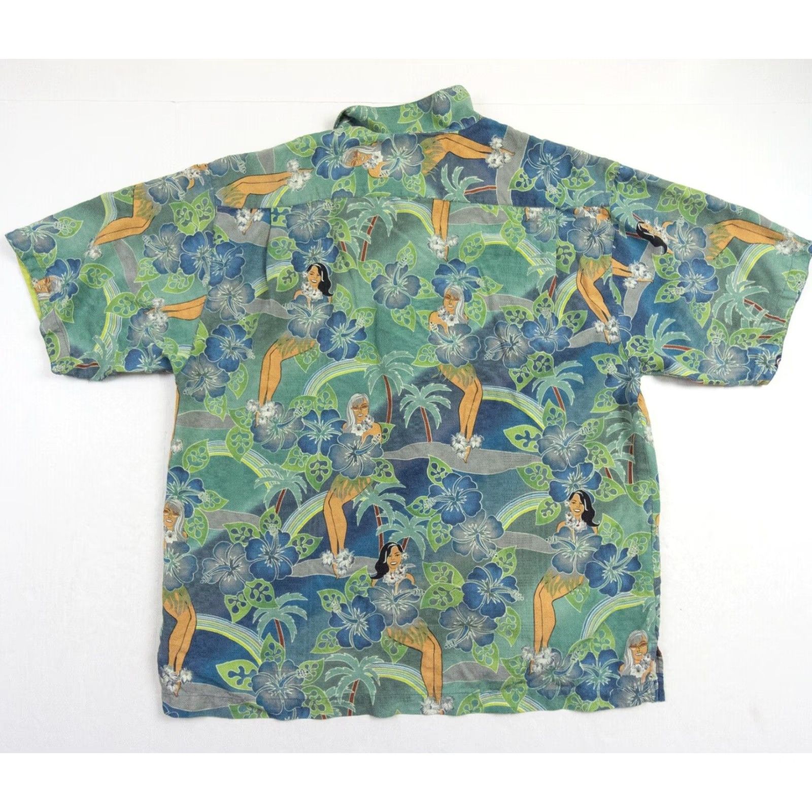 Tommy Bahama Tommy Bahama Shirt Mens XLarge Green Button-Up Short Sleeve Hawaiian Collared Silk Shirt Size US XL / EU 56 / 4 - 6 Thumbnail