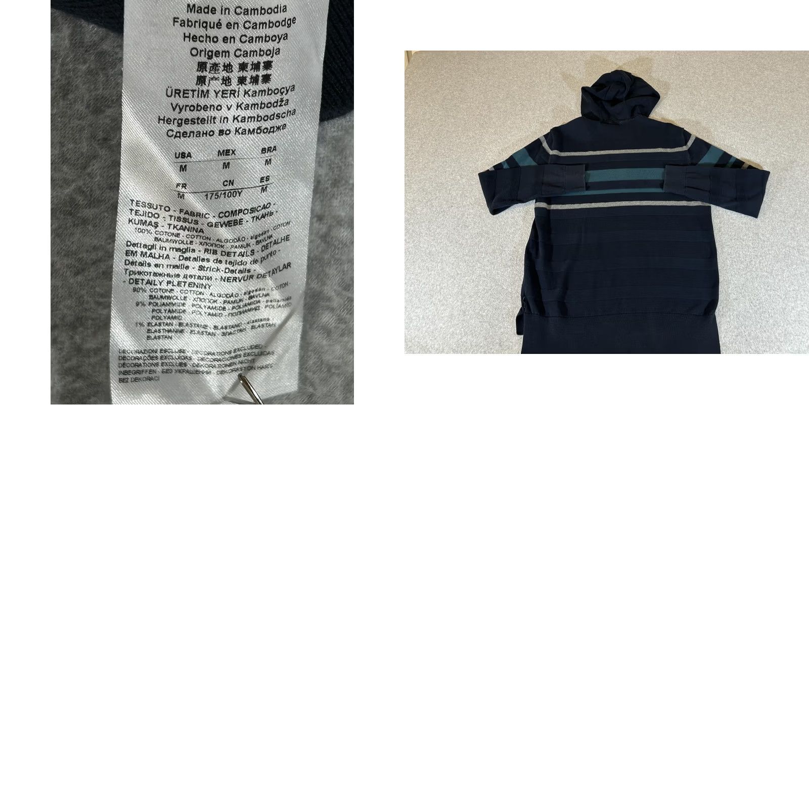 Armani Exchange Armani Exchange Sweater Mens Medium Navy Knit Striped Hooded Longline Pullover Size US M / EU 48-50 / 2 - 8 Thumbnail