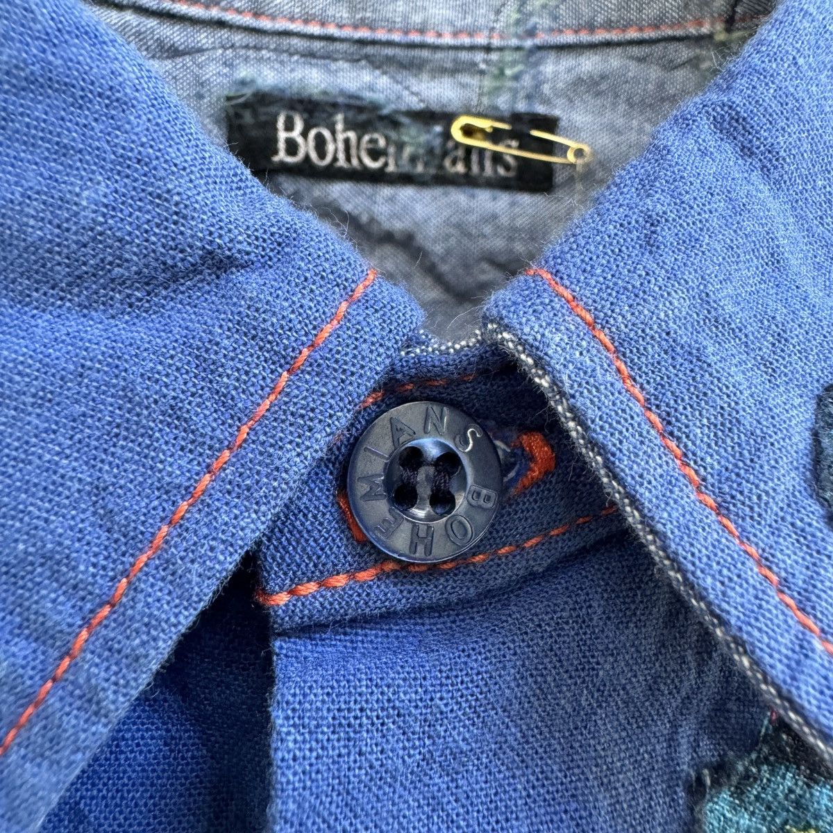 Japanese Brand Bohemians Garden Patchwork Chambray Shirt Size US S / EU 44-46 / 1 - 10 Thumbnail