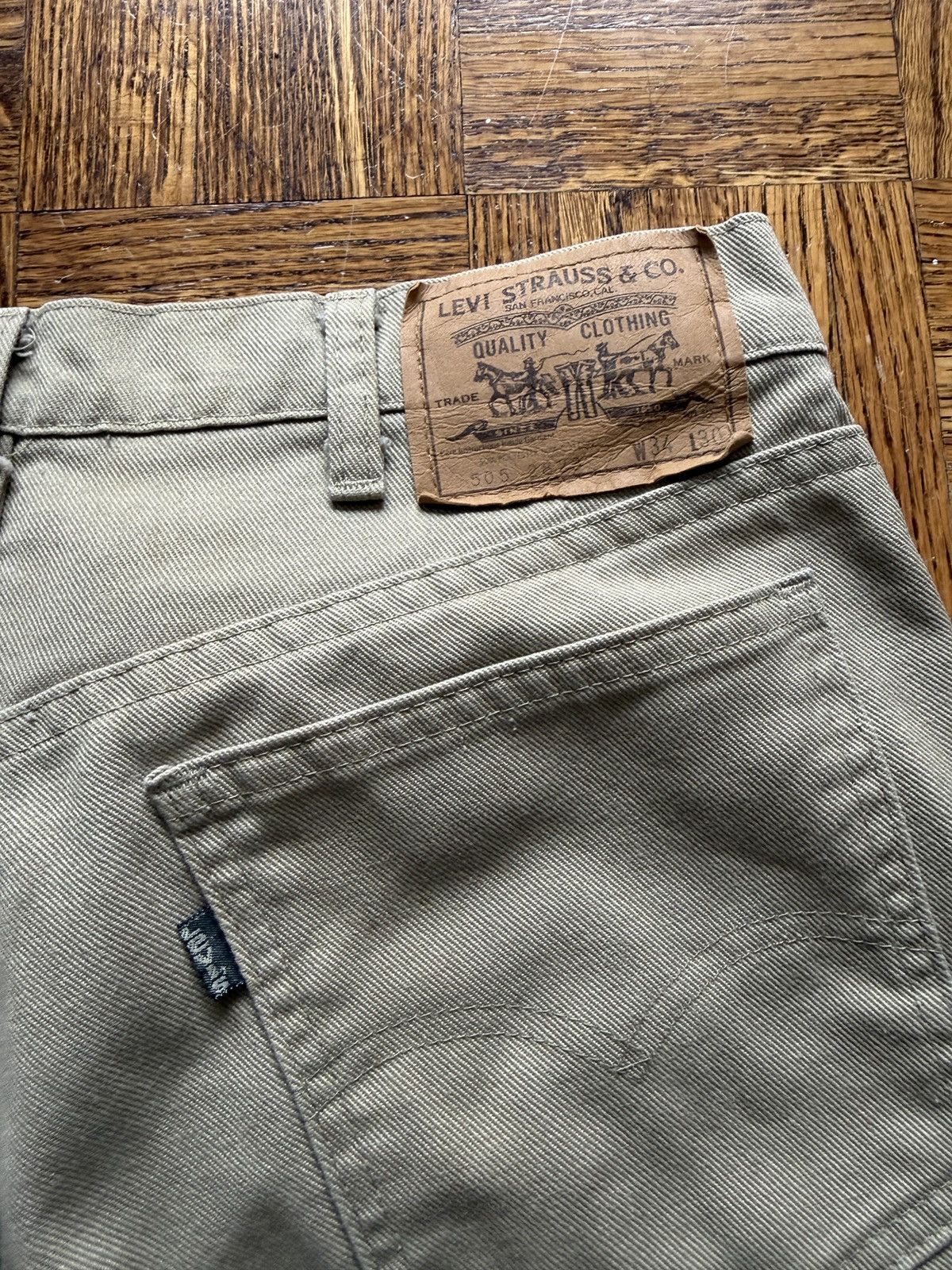 Levi's Vintage 80s Levi's 505 Khaki Beige Jeans Pants Size US 33 - 6 Thumbnail