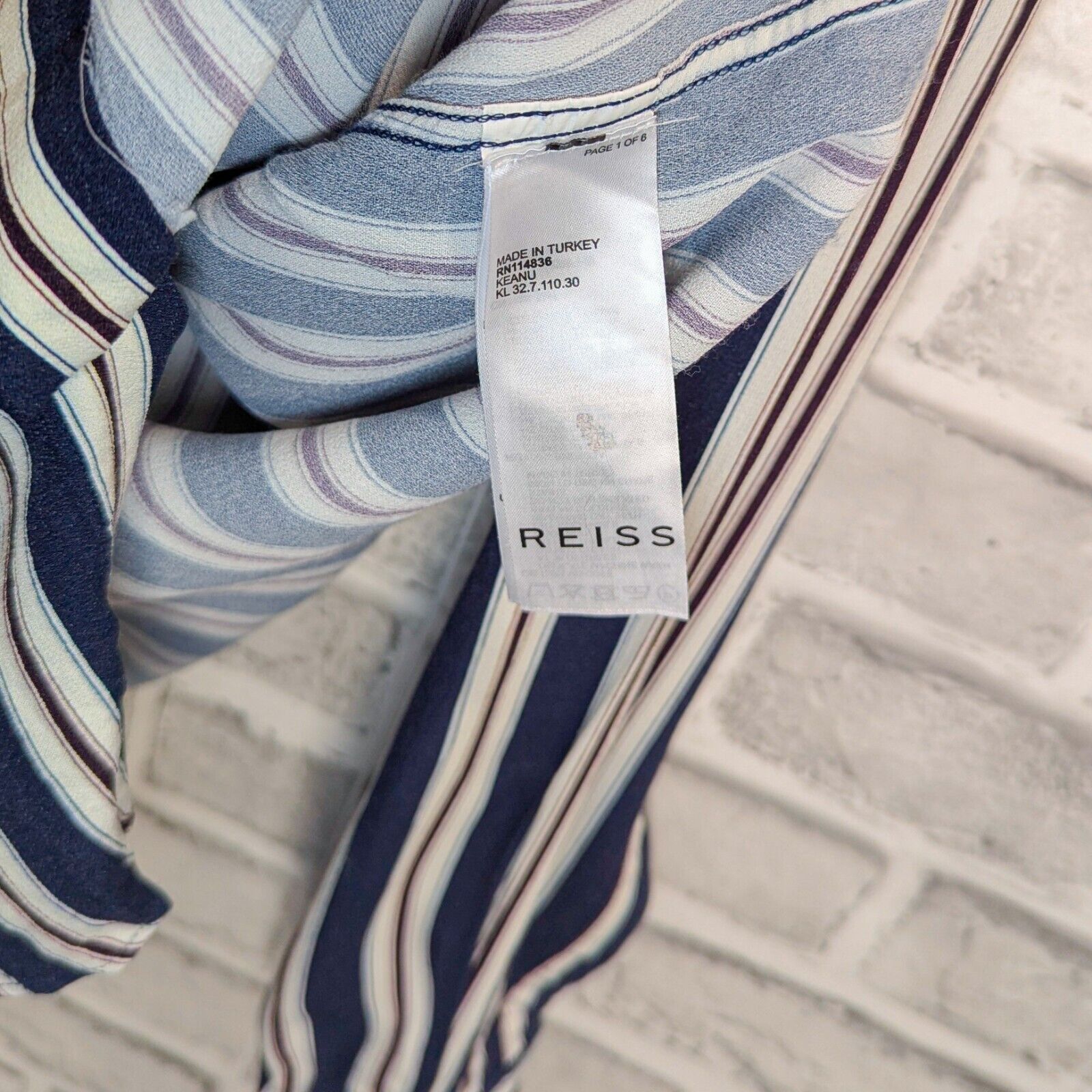 Reiss REISS Men's Button up Keanu Striped Shirt Blue Stripes Size US M / EU 48-50 / 2 - 6 Thumbnail
