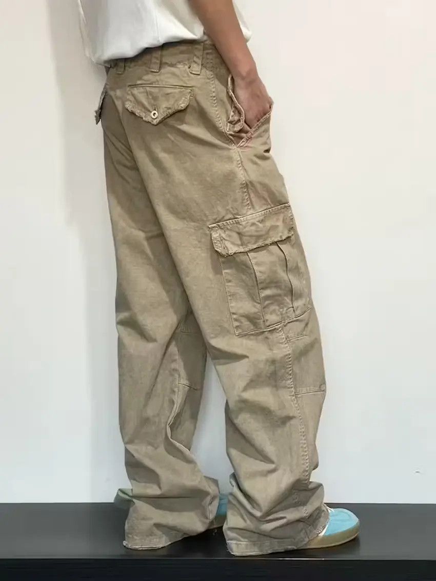 Designer × Japanese Brand Khaki washed faded flared carpenter cargo pants Size US 30 / EU 46 - 3 Thumbnail