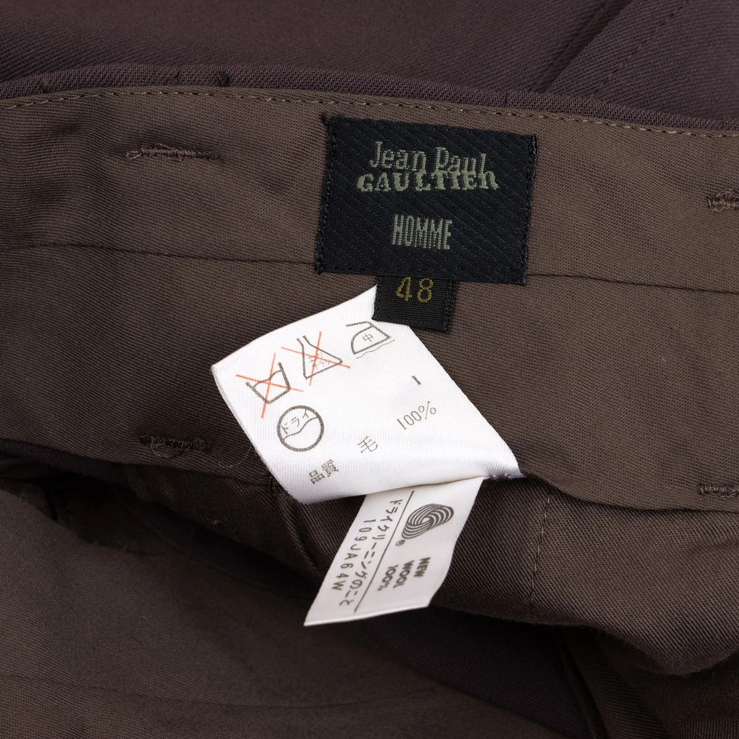 Jean Paul Gaultier Wool Tuck Pants in Brown, Size 48 Size US 32 / EU 48 - 14 Thumbnail