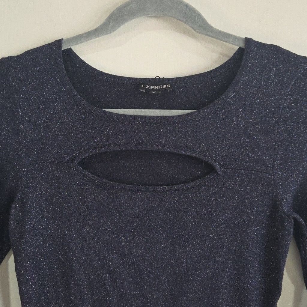 Express Midnight Blue Evening Dress Long Sleeve XS NWT