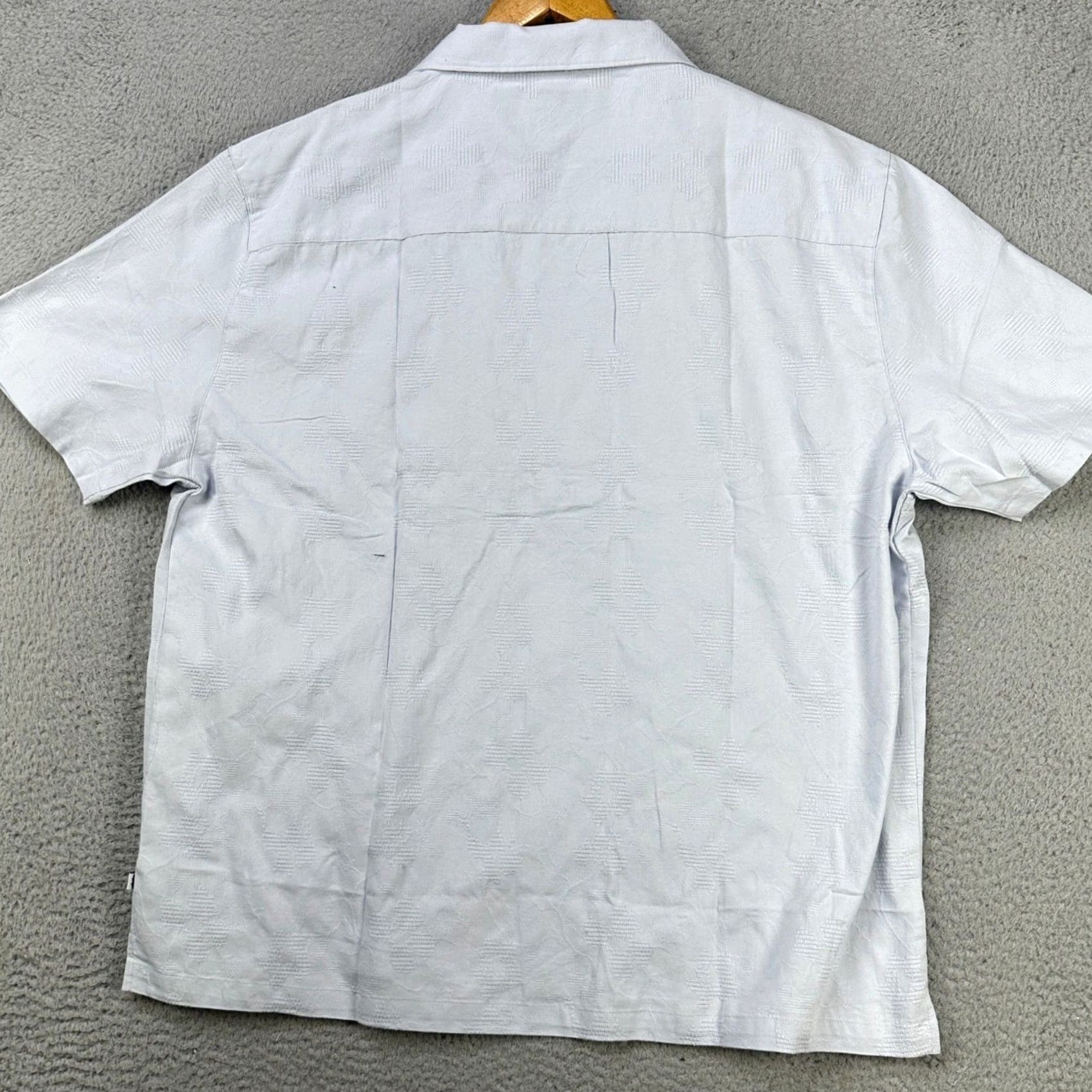 Vintage 7 Diamonds Mens Button Up Shirt 2XL Light Blue Tectured Short Sleeve Stretch NEW Size US XXL / EU 58 / 5 - 3 Thumbnail