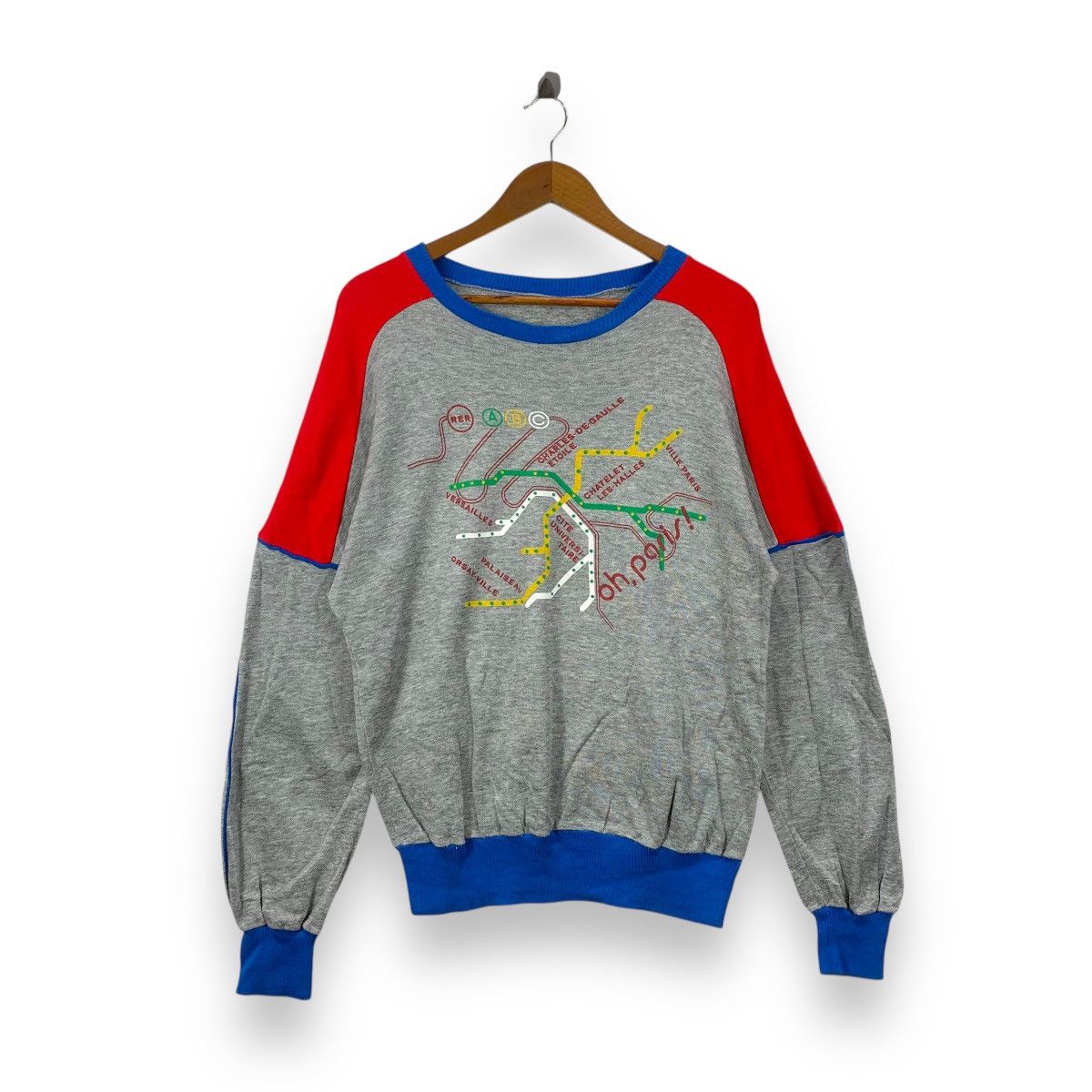 Vintage Vintage OH,PARIS! Metro Map Graphic Pullover Sweatshirt Size M / US 6-8 / IT 42-44 - 1 Thumbnail