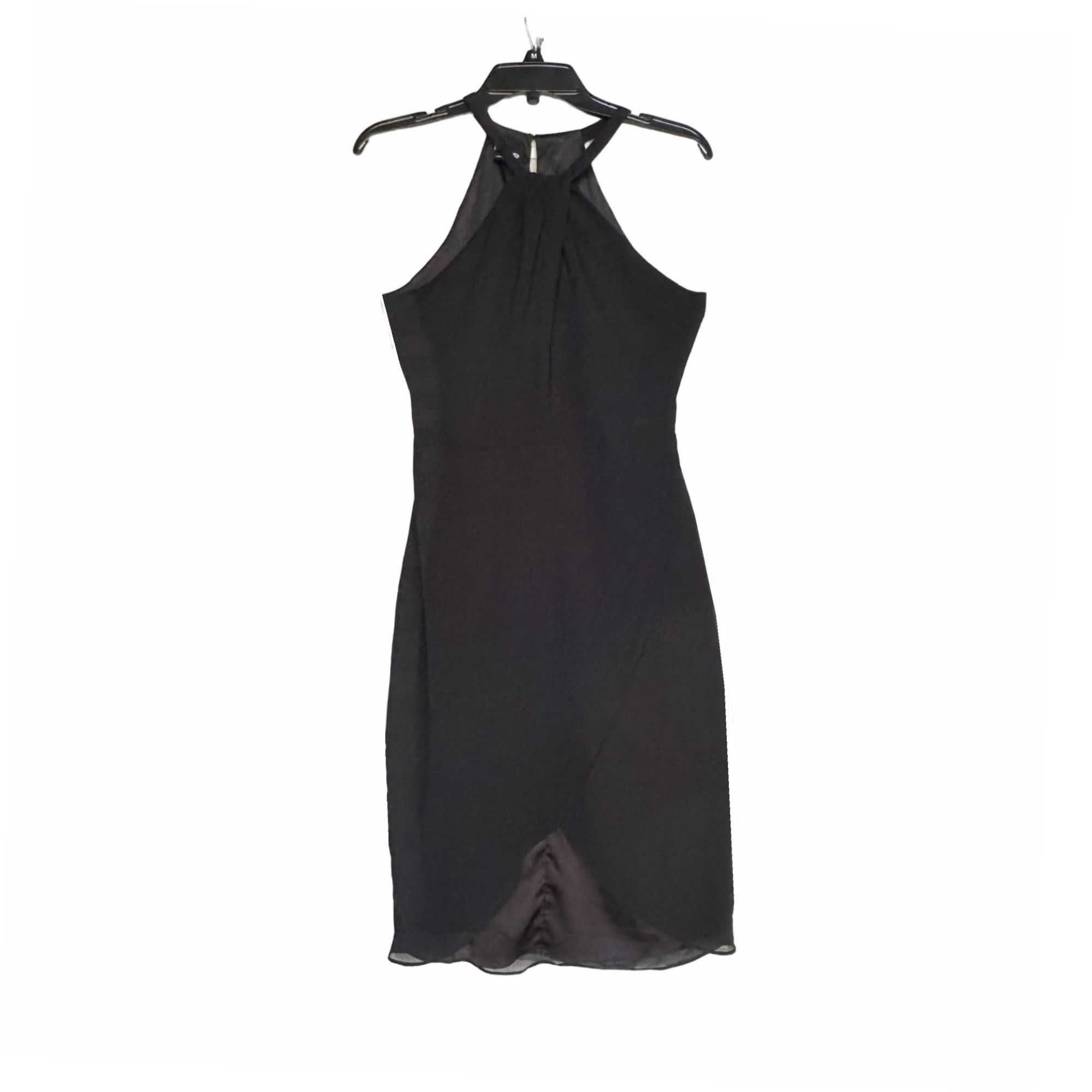 Bebe ⭐Bebe Sz 4 Black Halter Dress Scalloped Twist Chiffon Tulip Size S / US 4 / IT 40 - 2 Thumbnail