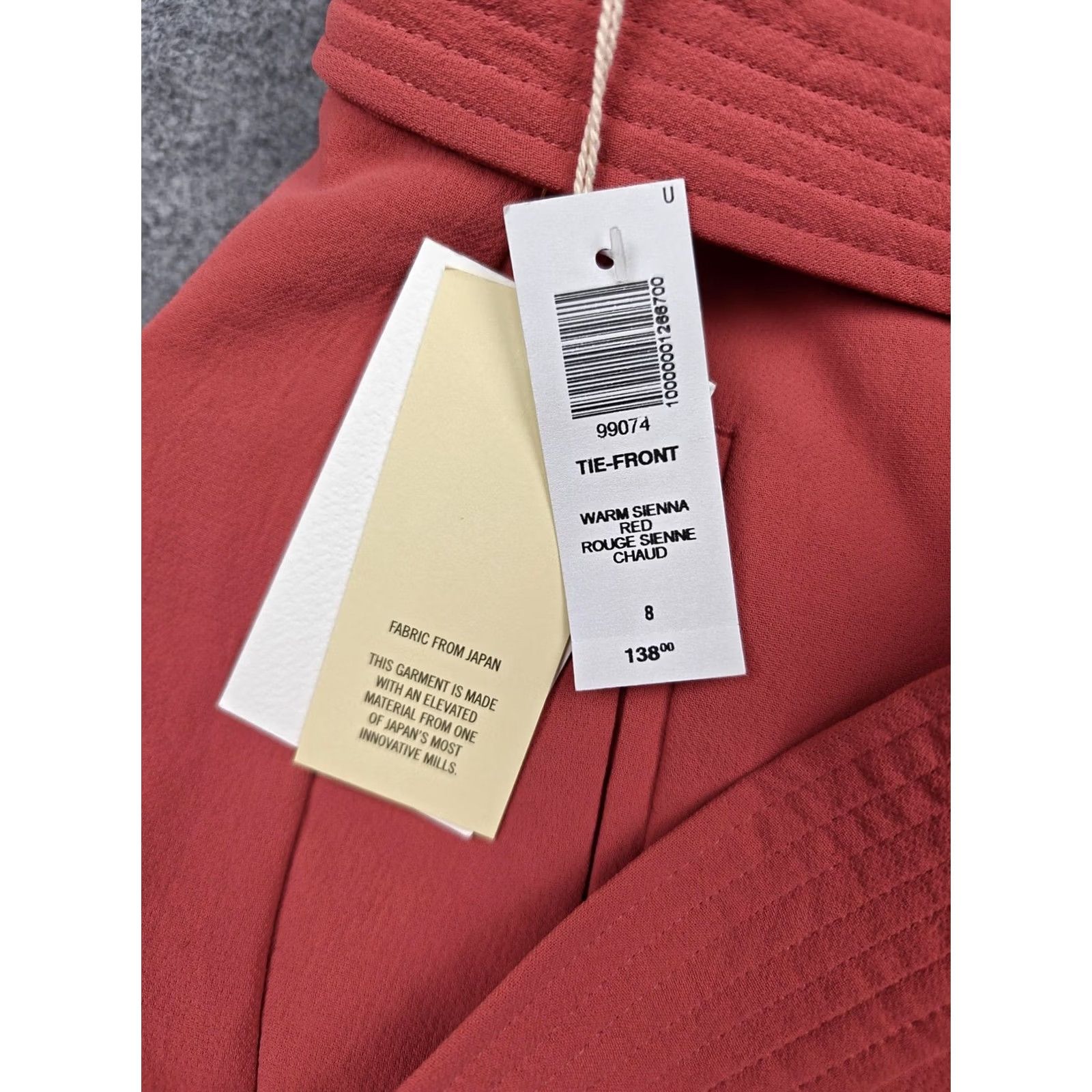 Vintage Wilfred Pants Womens 8 Red Crepe Tie Front Belted Straight Leg Dress Aritzia New Size 30" / US 8 / IT 44 - 7 Thumbnail