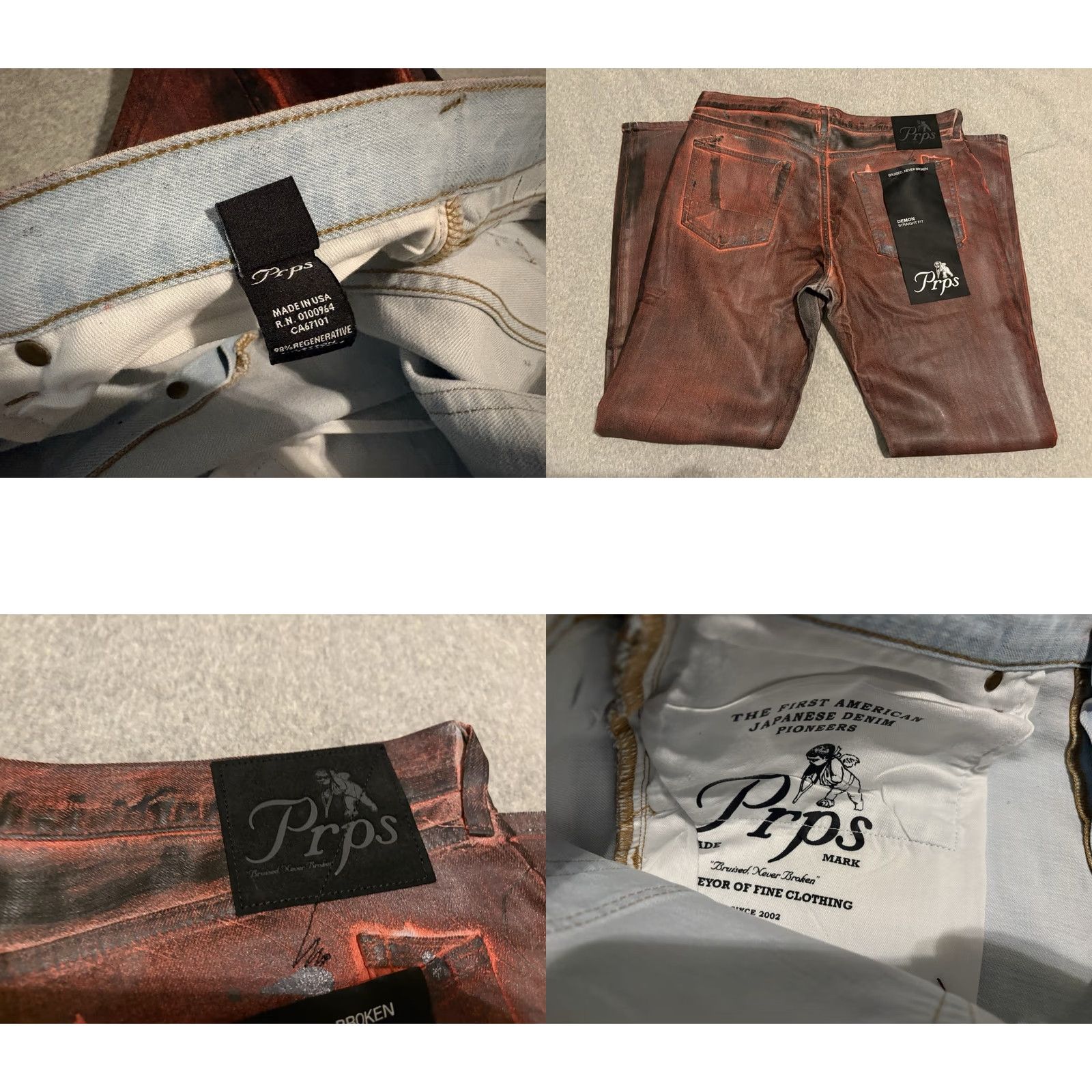 Prps PRPS Demon Straight Jeans Red 38x34 Mens Sz 38 NWT Size US 38 / EU 54 - 8 Thumbnail