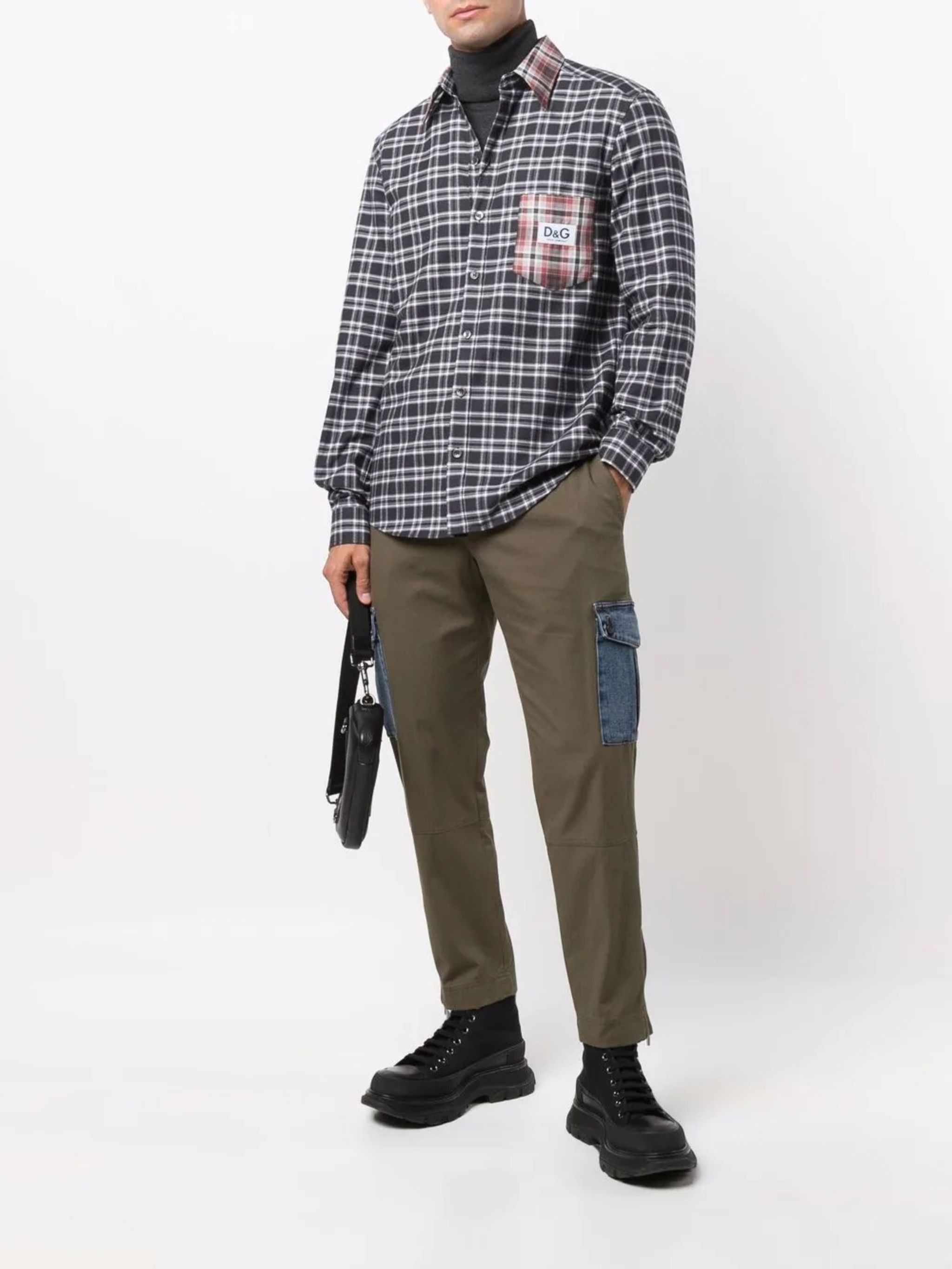 Dolce & Gabbana o1y0125 Logo Checked Shirt in Black/White Size US XXS / EU 40 - 5 Thumbnail