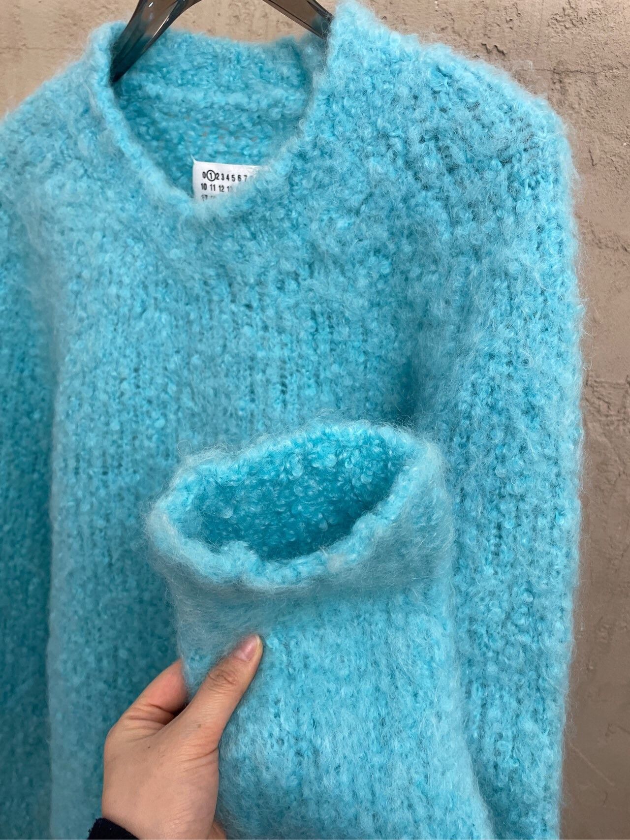 Maison Margiela Maison Margiela Tiffany blue round-neck wool horsehair swea Size US S / EU 44-46 / 1 - 2 Thumbnail
