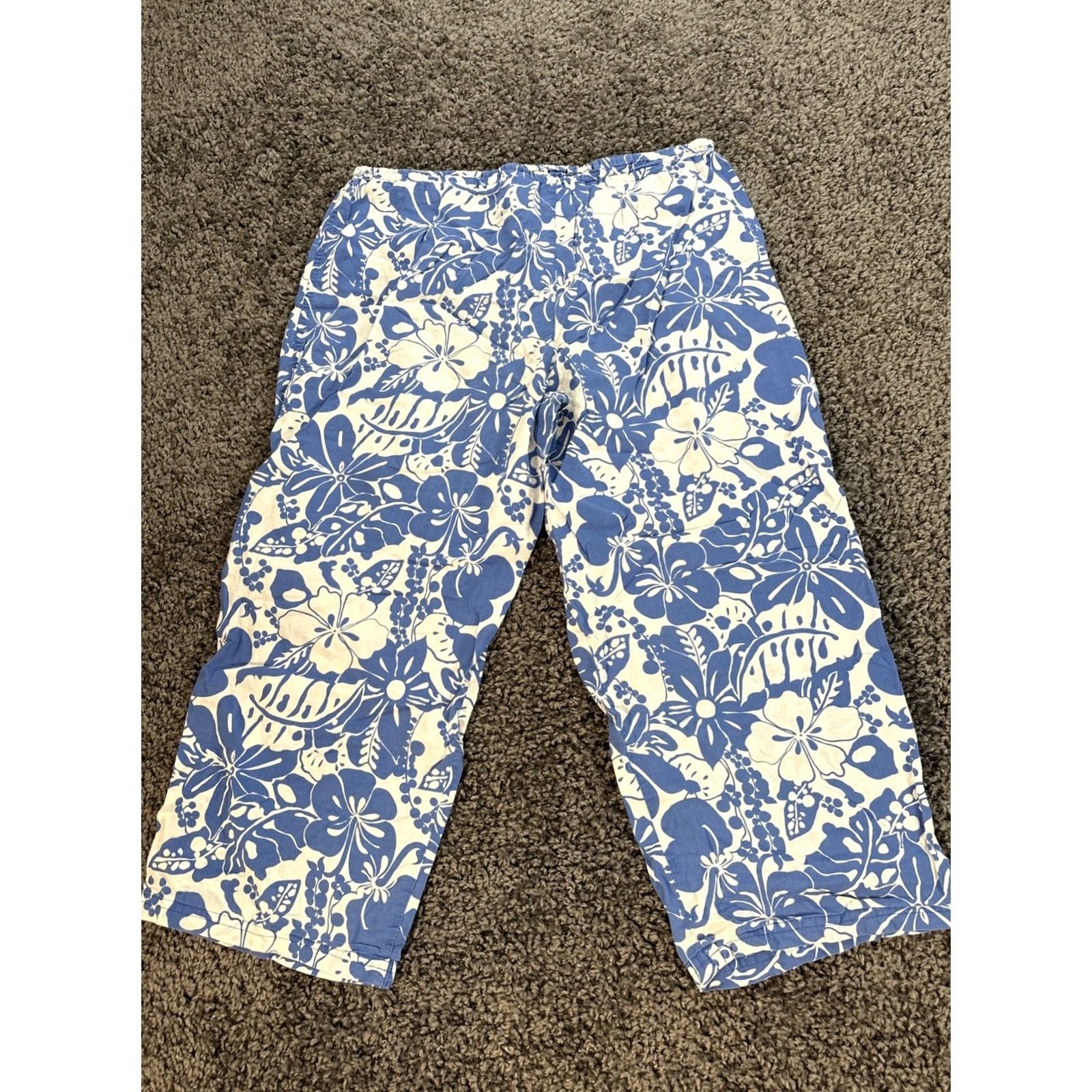 Victoria's Secret VINTAGE Victoria's Secret Capri Pants Womens M Blue Floral 90s Baggy/Loose Fit Size 32" / US 10 / IT 46 - 7 Thumbnail