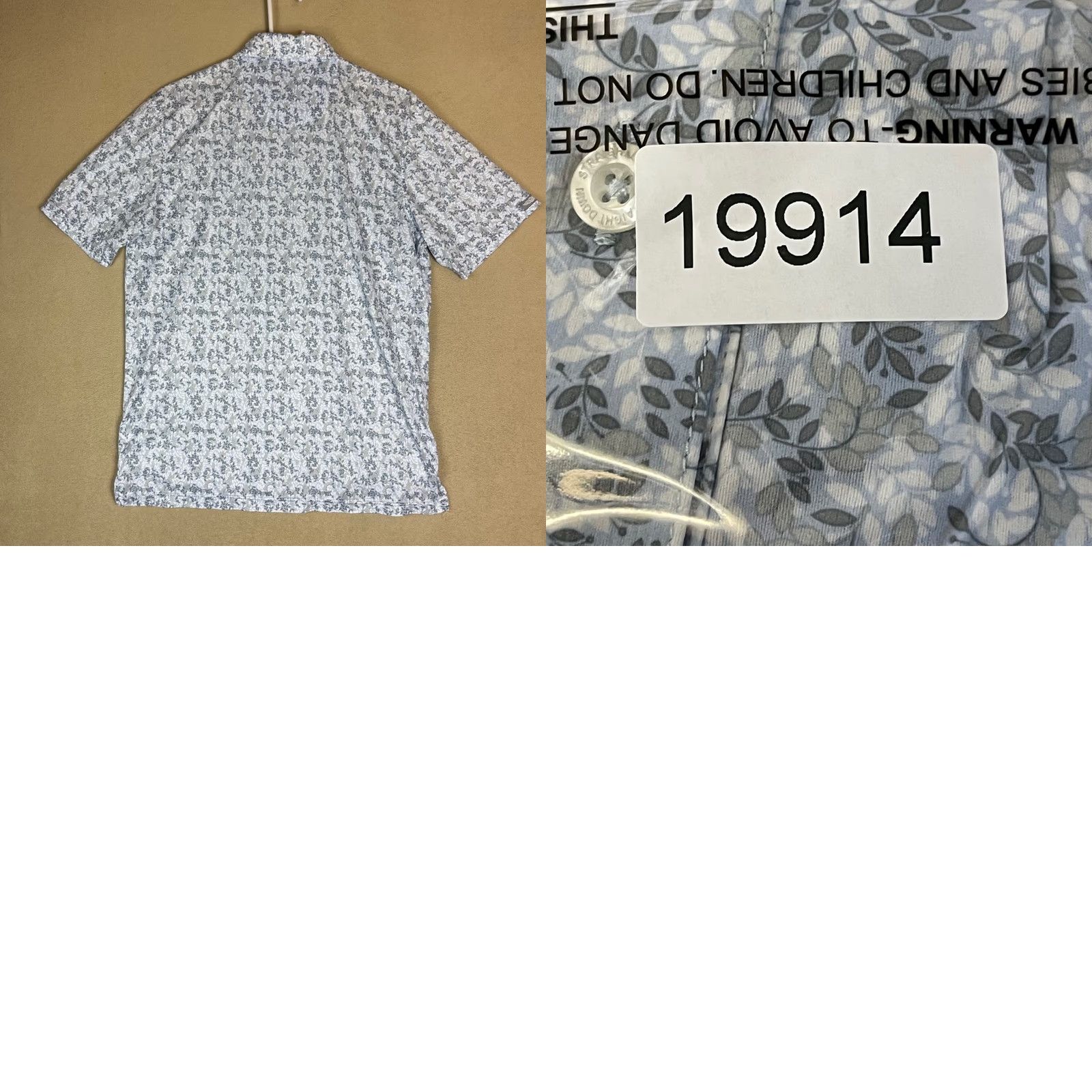 Vintage Straight Down Performance Polo Shirt Floral Short Sleeve Mens M Blue Size US M / EU 48-50 / 2 - 8 Thumbnail