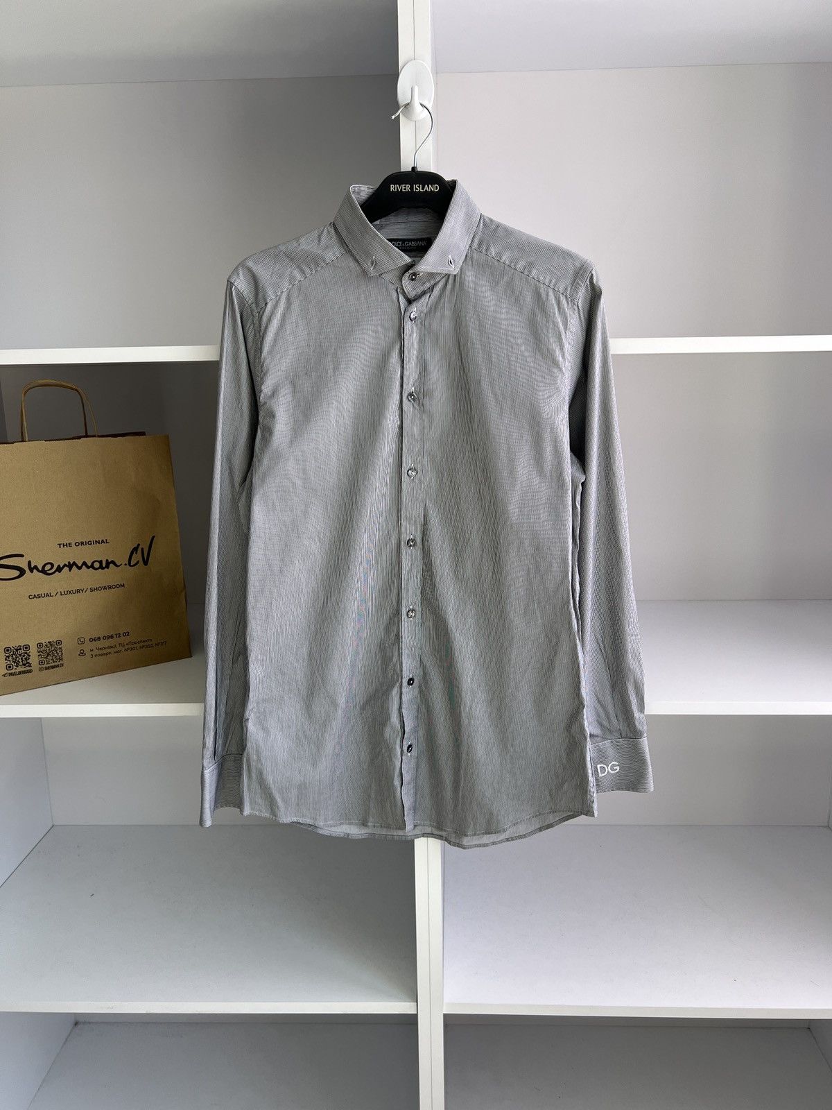 Dolce & Gabbana × Vintage Vintage Dolce Gabbana Grey Luxury Button up shirt Size US M / EU 48-50 / 2 - 1 Thumbnail