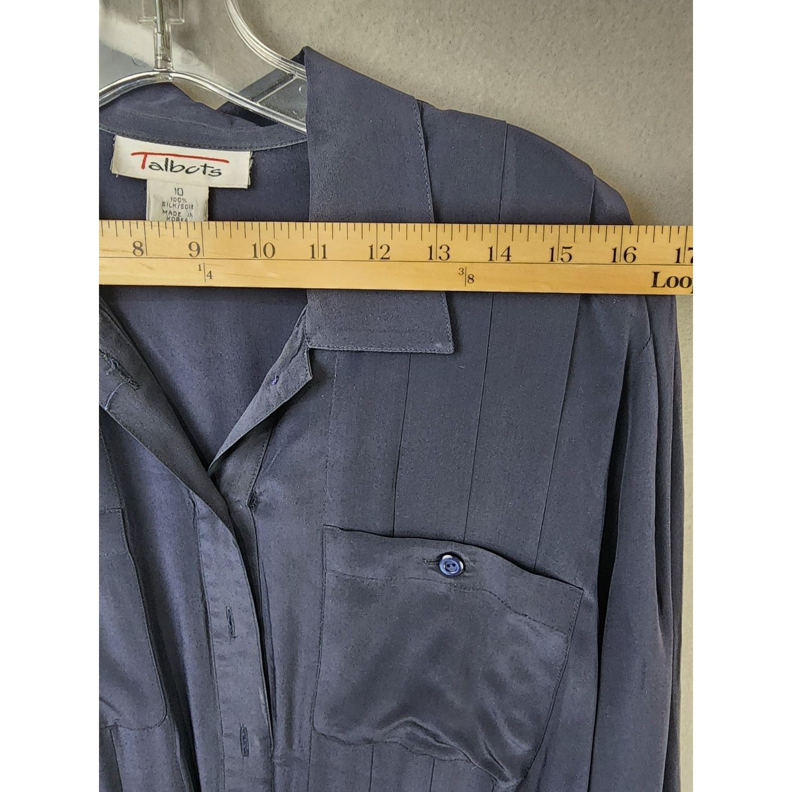 Other Talbots 100% Silk Navy Shirt Dress Size 10 Collared Button Size L / US 10 / IT 46 - 3 Thumbnail