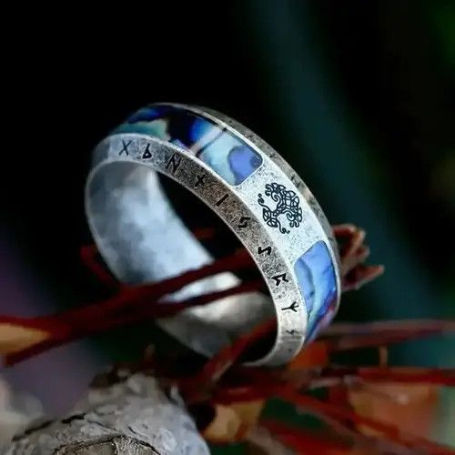 VIBE Tree Of Life Stainless Steel Abalone Shell Rings Size ONE SIZE - 4 Thumbnail