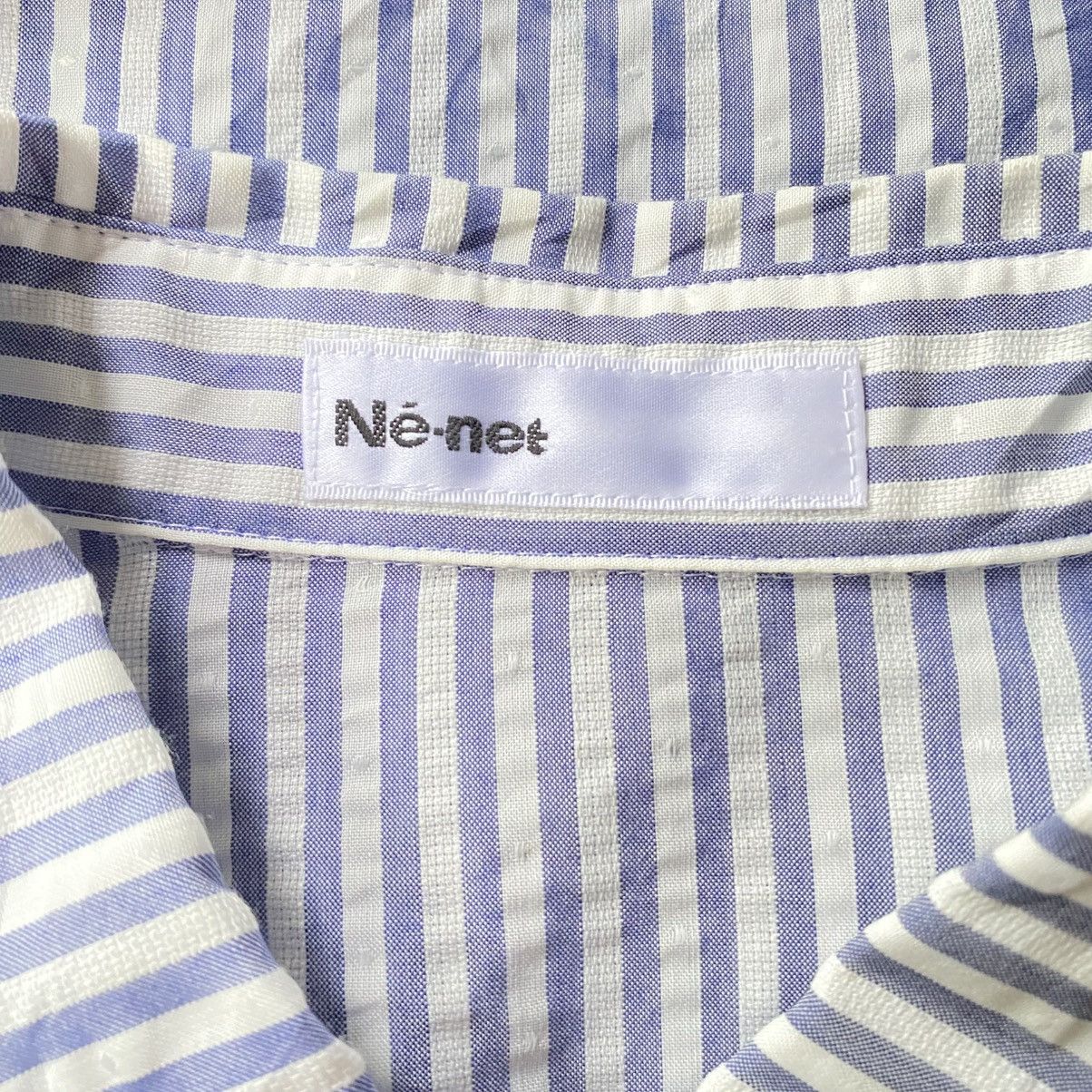 Ne-Net Ne-net Blue and White Striped Ruffle Front Shirt Size US L / EU 52-54 / 3 - 9 Thumbnail