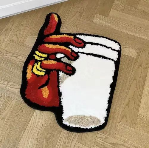 Japanese Brand Kurusu x Aika Holding Cup in Hand Vintage Tufted Bedroom Rug Size ONE SIZE - 6 Thumbnail
