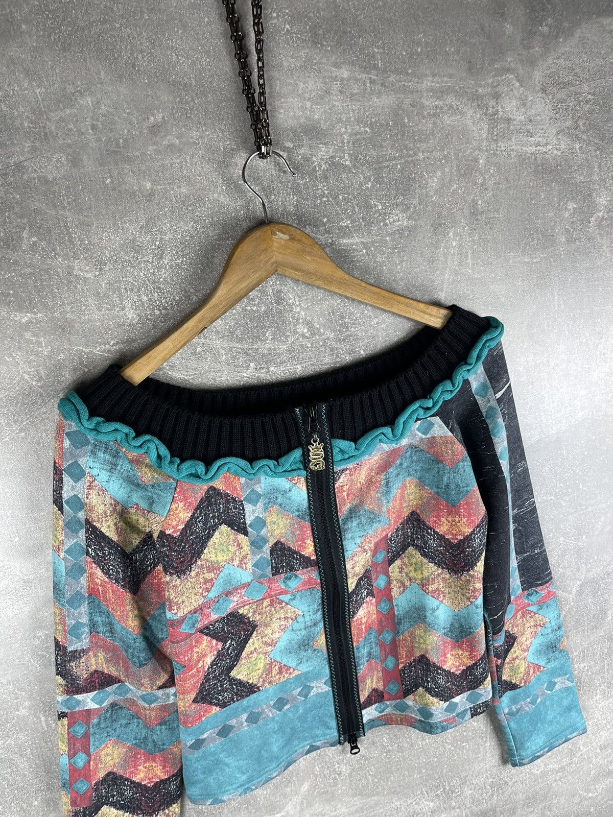 Acne Studios Y2K Save The Queen Multicolor Geometric Knit Zip Jacket Size S / US 4 / IT 40 - 6 Thumbnail