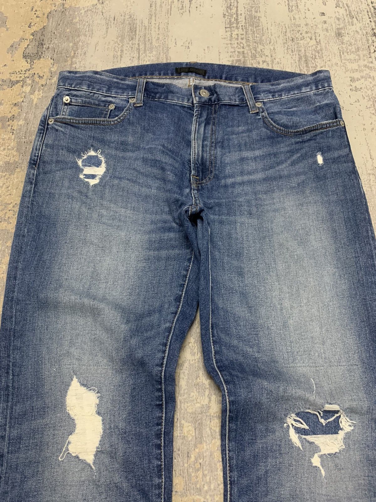 Japanese Brand Uniqlo Archive Style Distressed Slim Fit Denim Pants Size US 35 - 5 Thumbnail