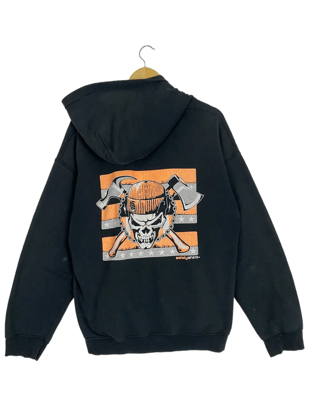 Gildan × Vintage Vintage Gildan Hoodie Safety Shirt Skull Size US L / EU 52-54 / 3 - 1 Thumbnail
