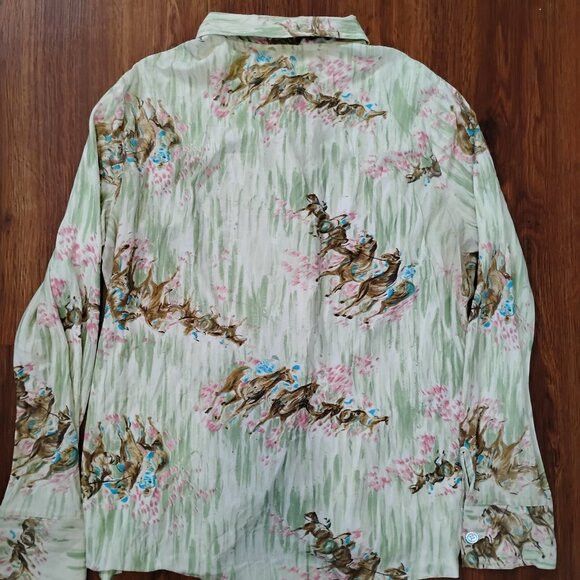Other Vintage Beeline Horse Polo Riders Polyester Disco Shirt Size L / US 10 / IT 46 - 6 Thumbnail