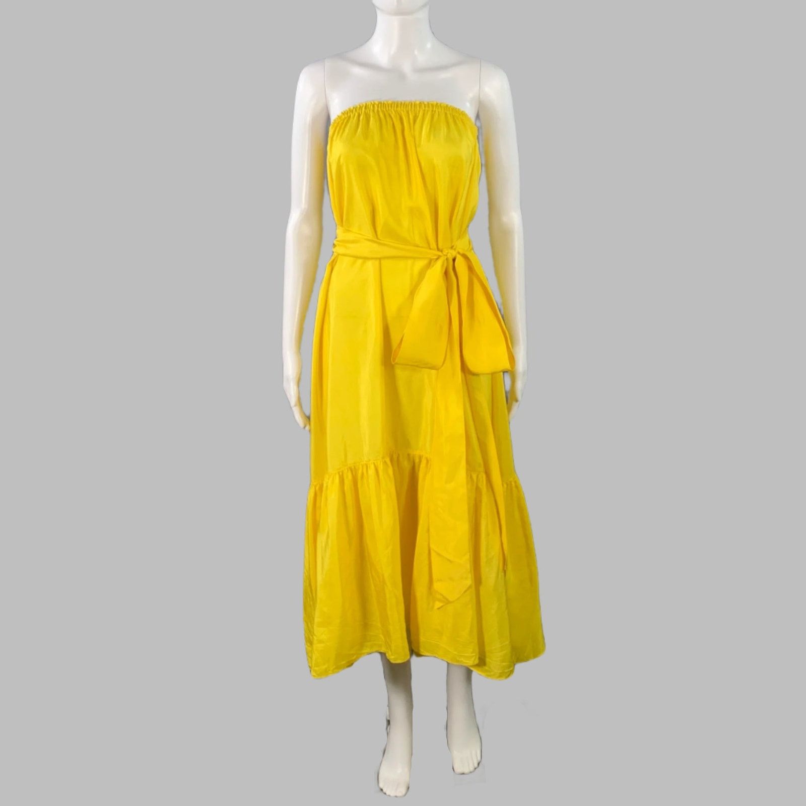 Other ANAAK Size S Sakura Yellow Silk Ruffled Strapless Dress Size S / US 4 / IT 40 - 1 Thumbnail