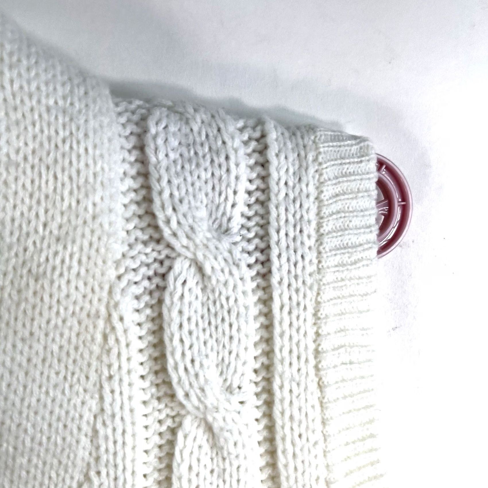 Vintage VTG Fully Fashioned Cardigan Vest Sweater White L Geometric Cable Knit Sleeveless V-Neck Women, 80s 90s Preppy Pockets Size L / US 10 / IT 46 - 2 Thumbnail