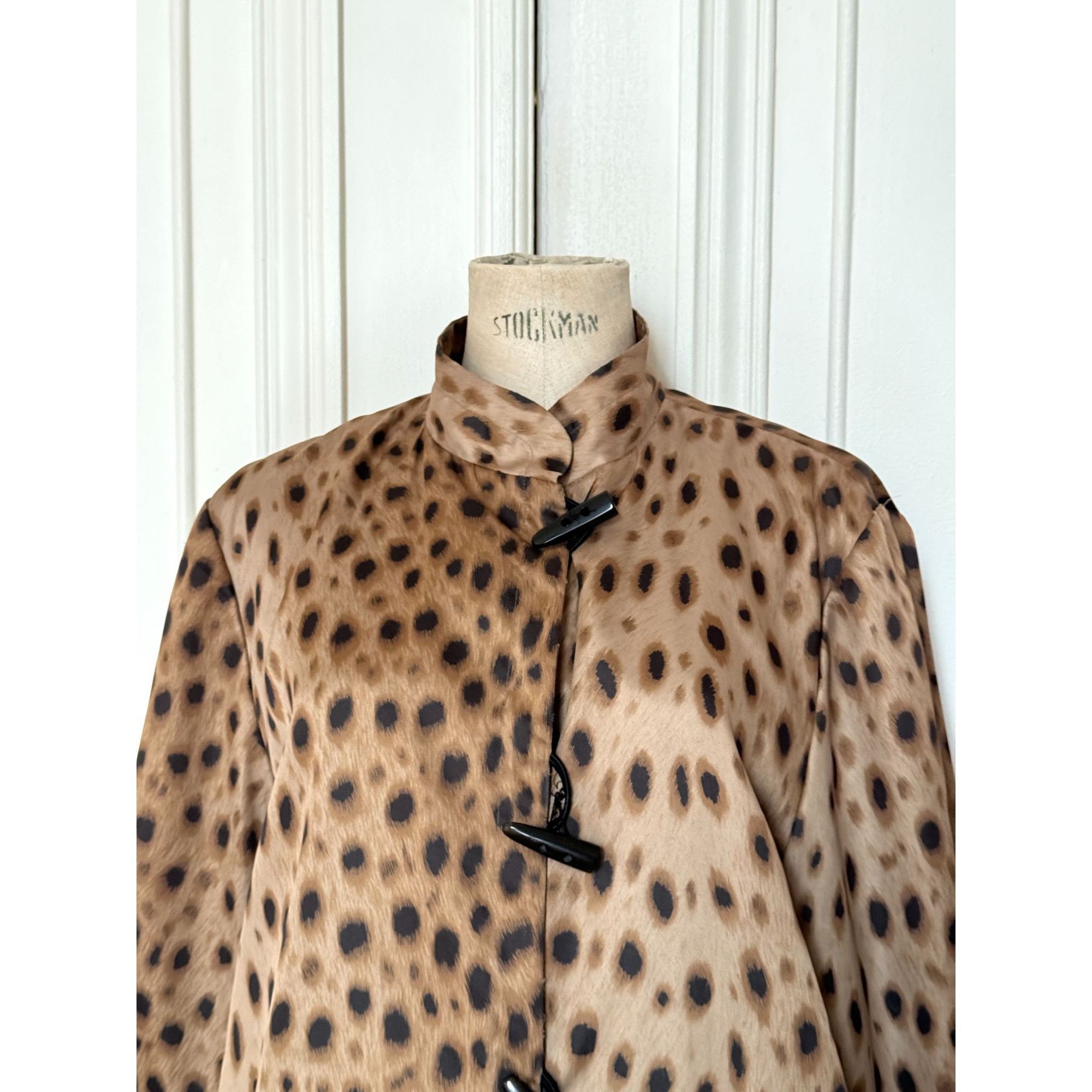 Yves Saint Laurent Vintage Leopard Print Mandarin Collar Dress Size S / US 4 / IT 40 - 2 Thumbnail
