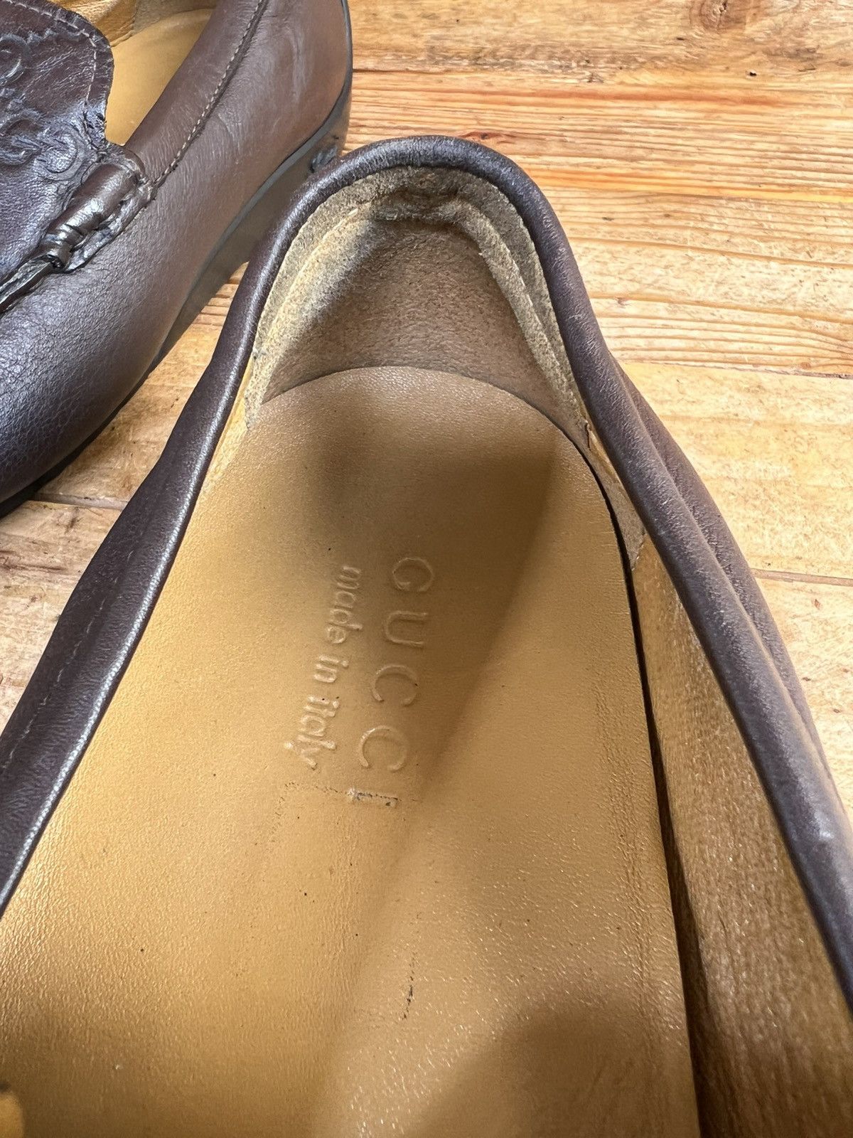 Gucci Men’s San Marino Leather Gg Guccissima Driving Loafers