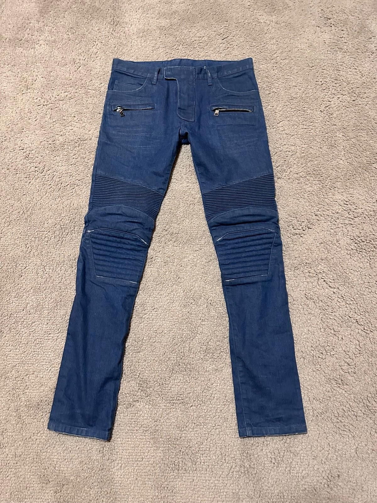 WOMENS BALMAIN SKINNY BIKER MOTO JEAN SIZE 31