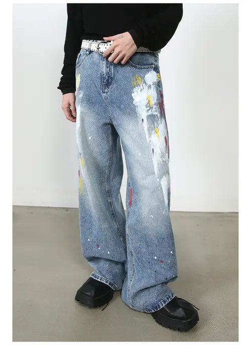 Japanese Brand American graffiti straight loose hip-hop jeans men y2k Size US 32 / EU 48 - 6 Thumbnail
