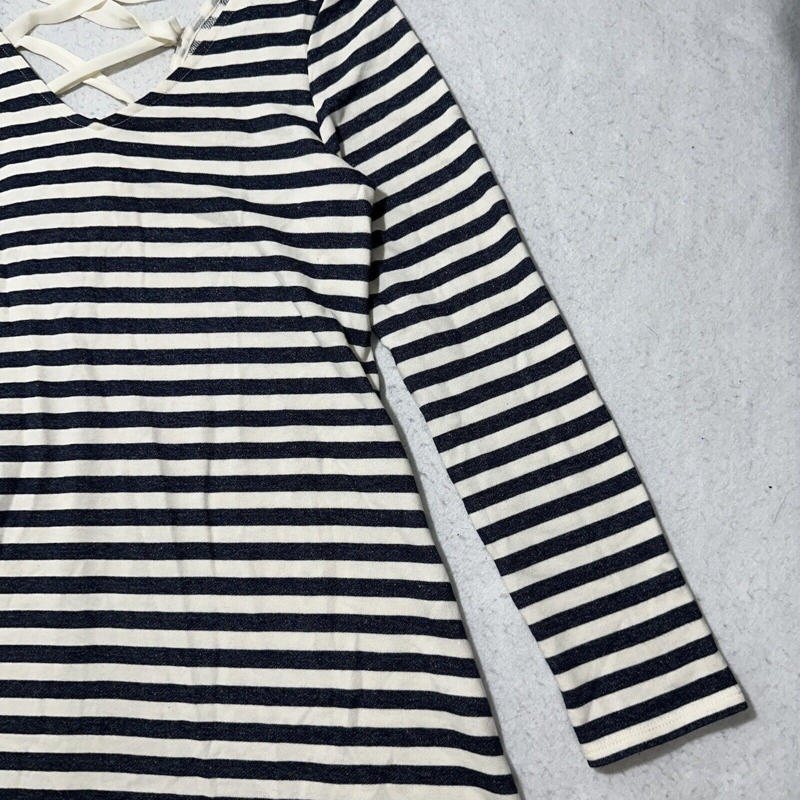 Other By & By XL A-Line Dress Crossback Navy Blue + White Striped Size XL / US 12-14 / IT 48-50 - 5 Thumbnail