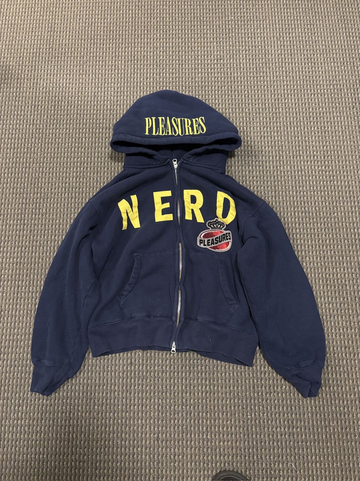 Pleasures Pleasures NERD zipup navy blue and yellow hoodie